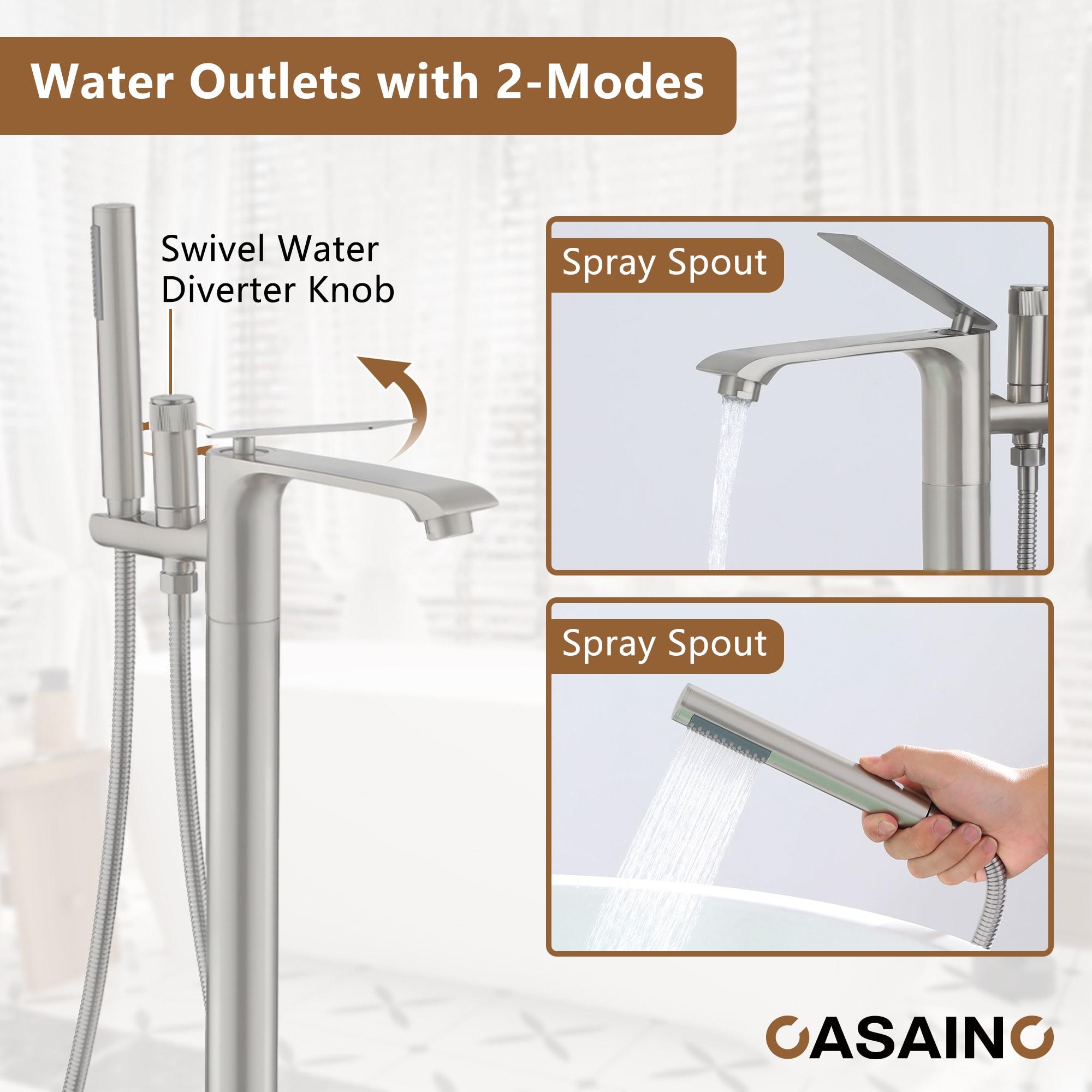 CASAINC KCLT0054-BN Single Handle Freestanding Bathtub Faucet with Diverter and Handshower