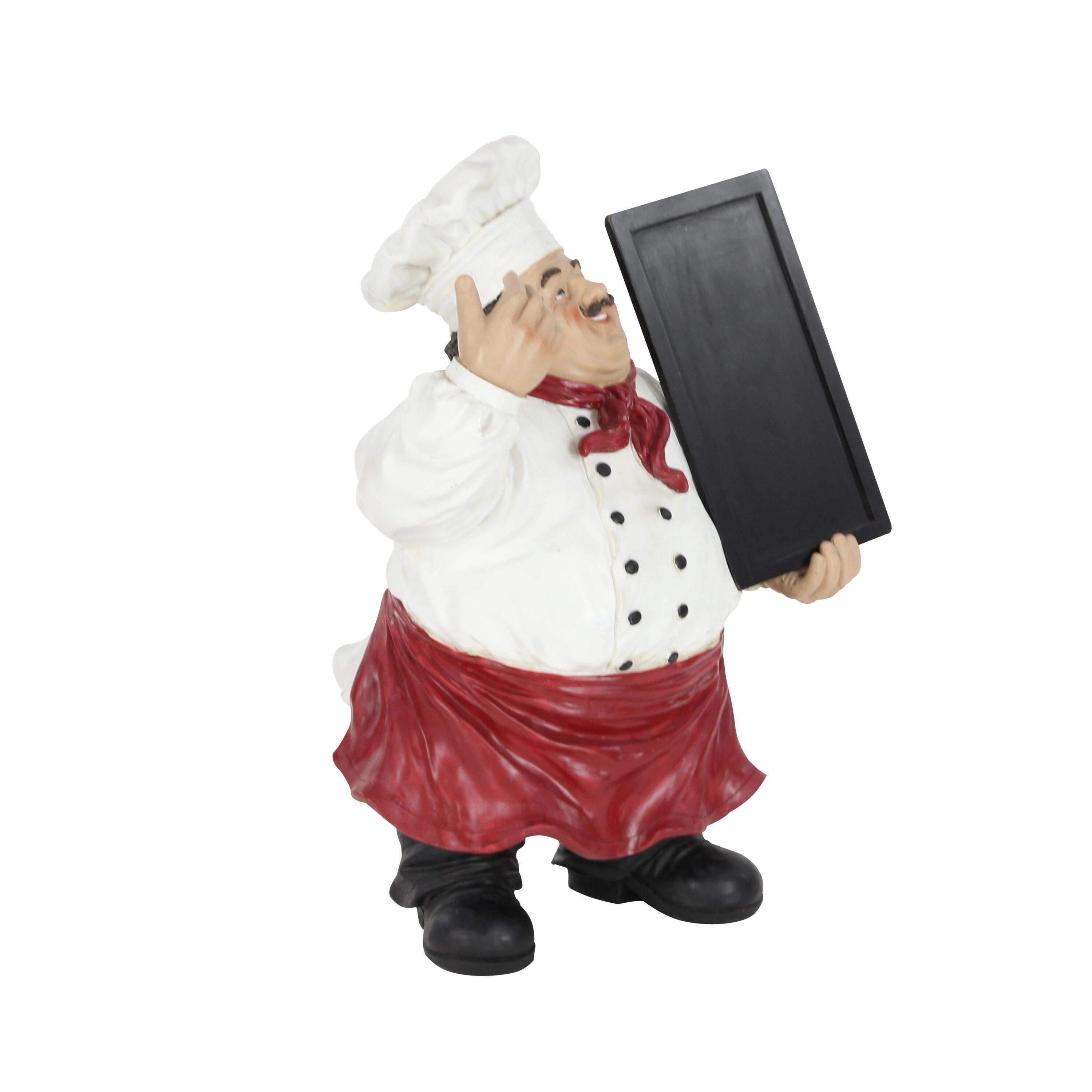 15" x 19" Multi Colored Polystone Chef Sculpture with Chalkboard, by DecMode