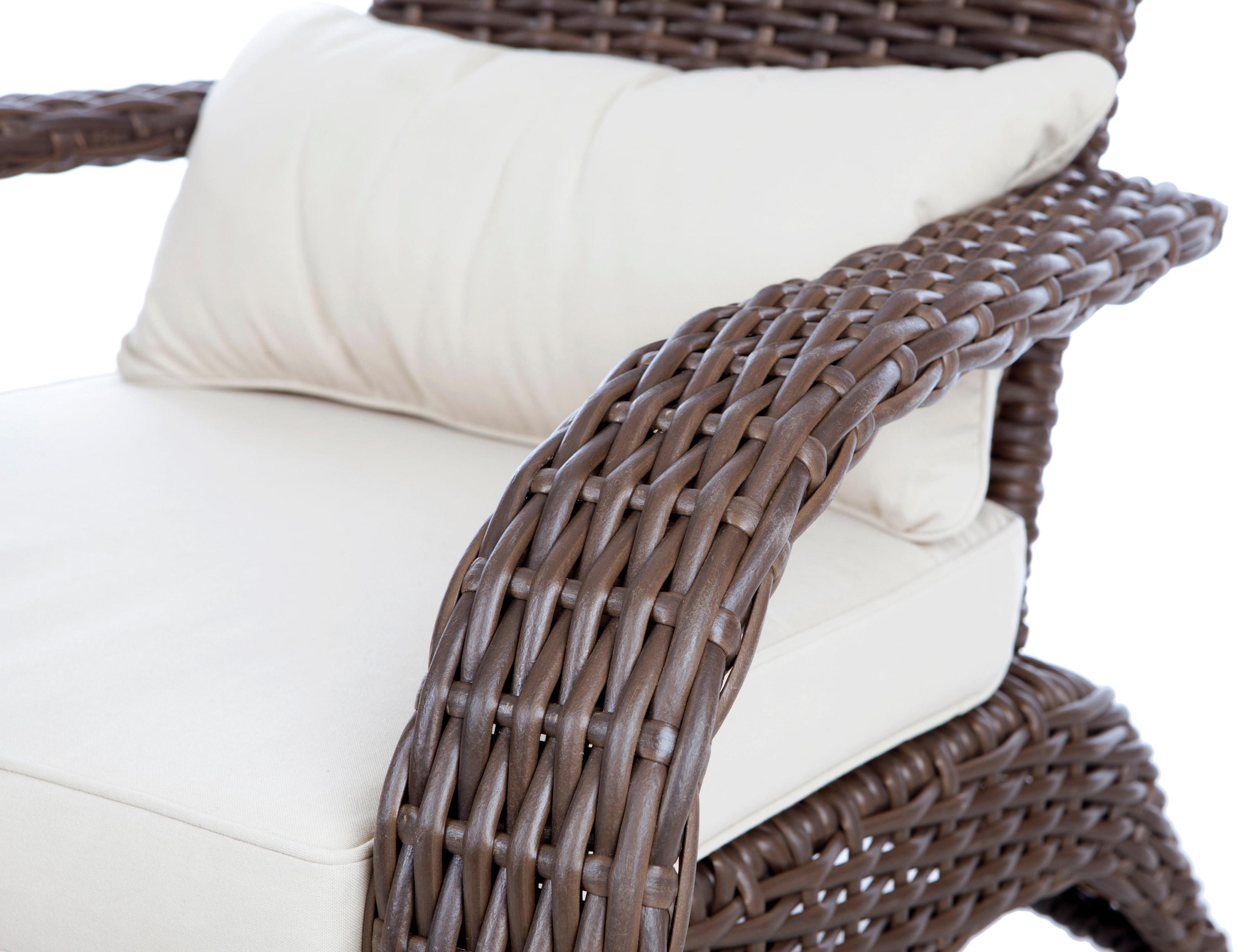 PatioSense Patio Sense Coconino Wicker Lounge Chair, Adirondack Style Includes 3" Thick Beige Cushion & Lumbar Pillow
