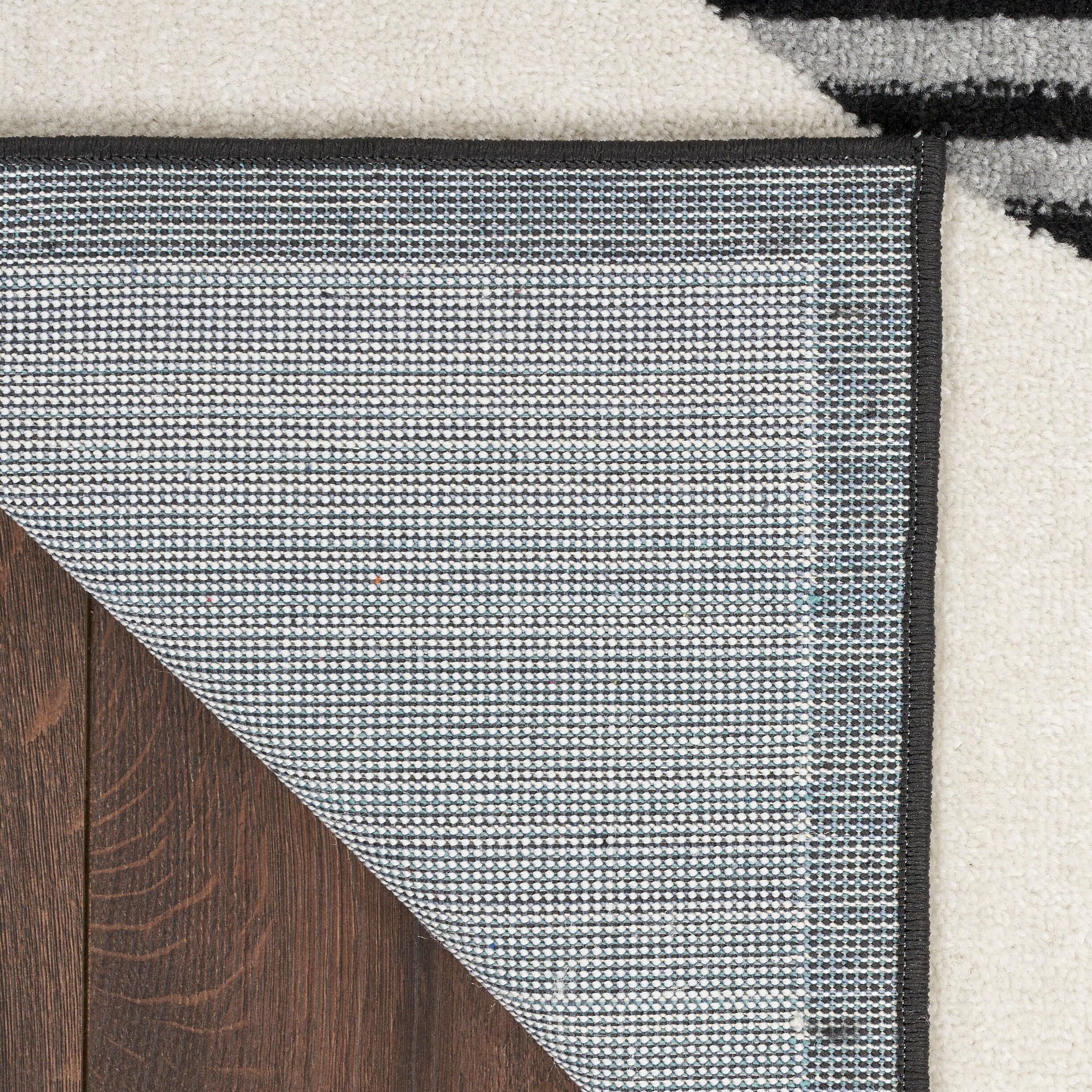 Nourison Modern Passion Circle Mid-Century Modern Indoor Rug Ivory/Black 2' x 3'