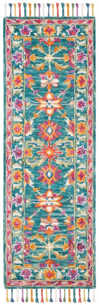 Aspen APN113 Hand Tufted Accent Rug - Turquoise/Purple - 2'3" X 5' - Safavieh.
