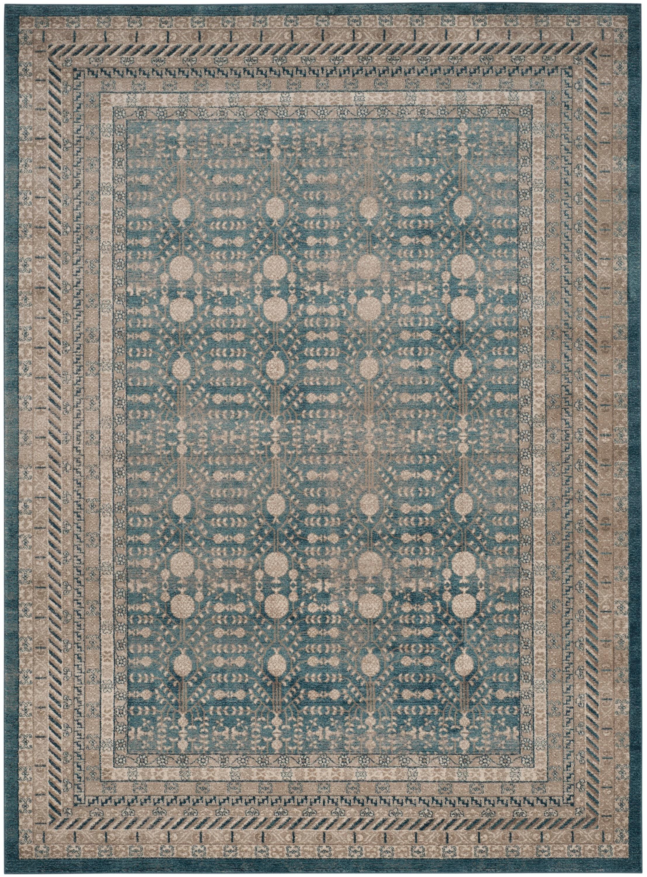 Sofia Blue and Beige 9' x 12' Synthetic Rectangular Area Rug