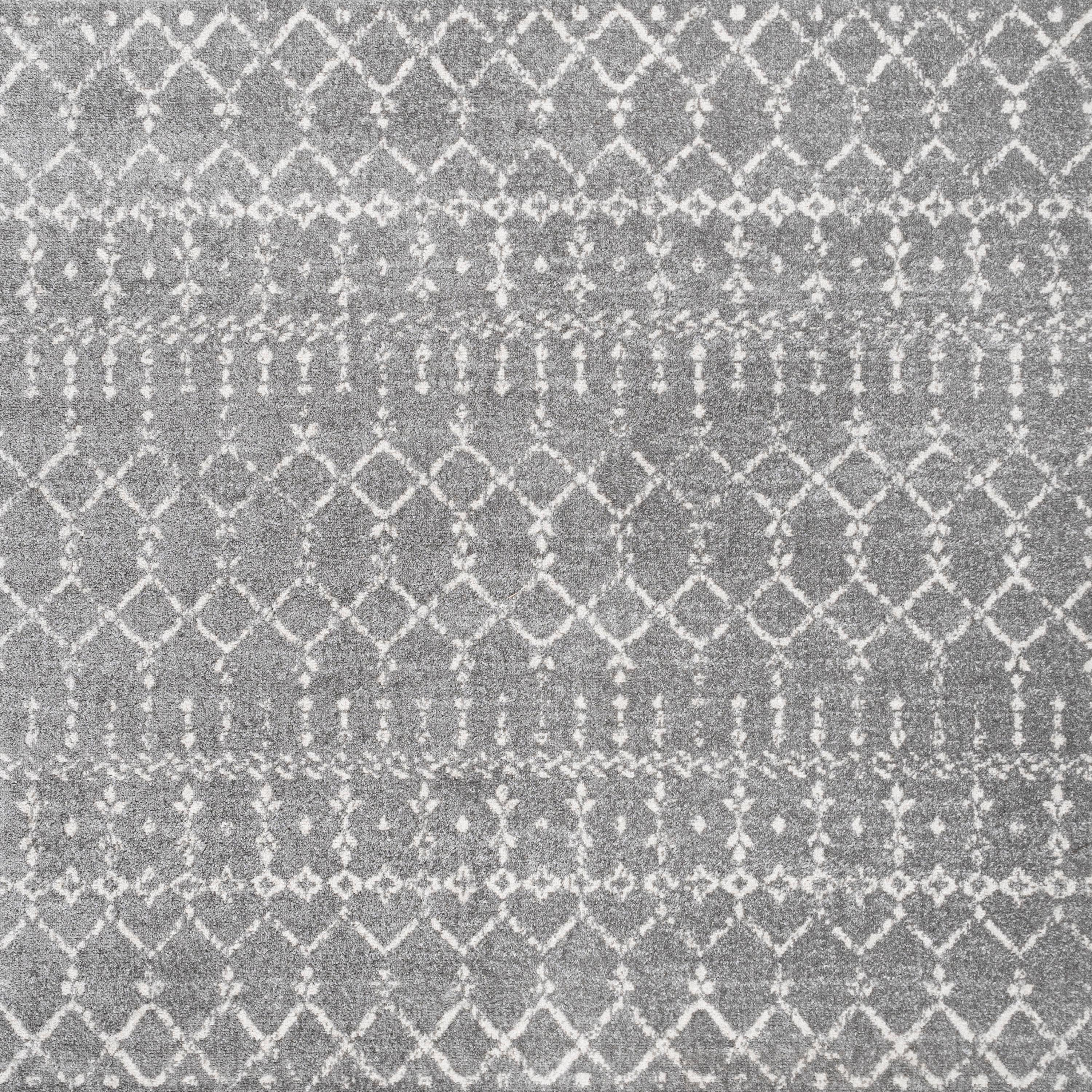 JONATHAN Y Moroccan HYPE Boho Vintage Diamond Gray/Ivory 5' Square Area Rug