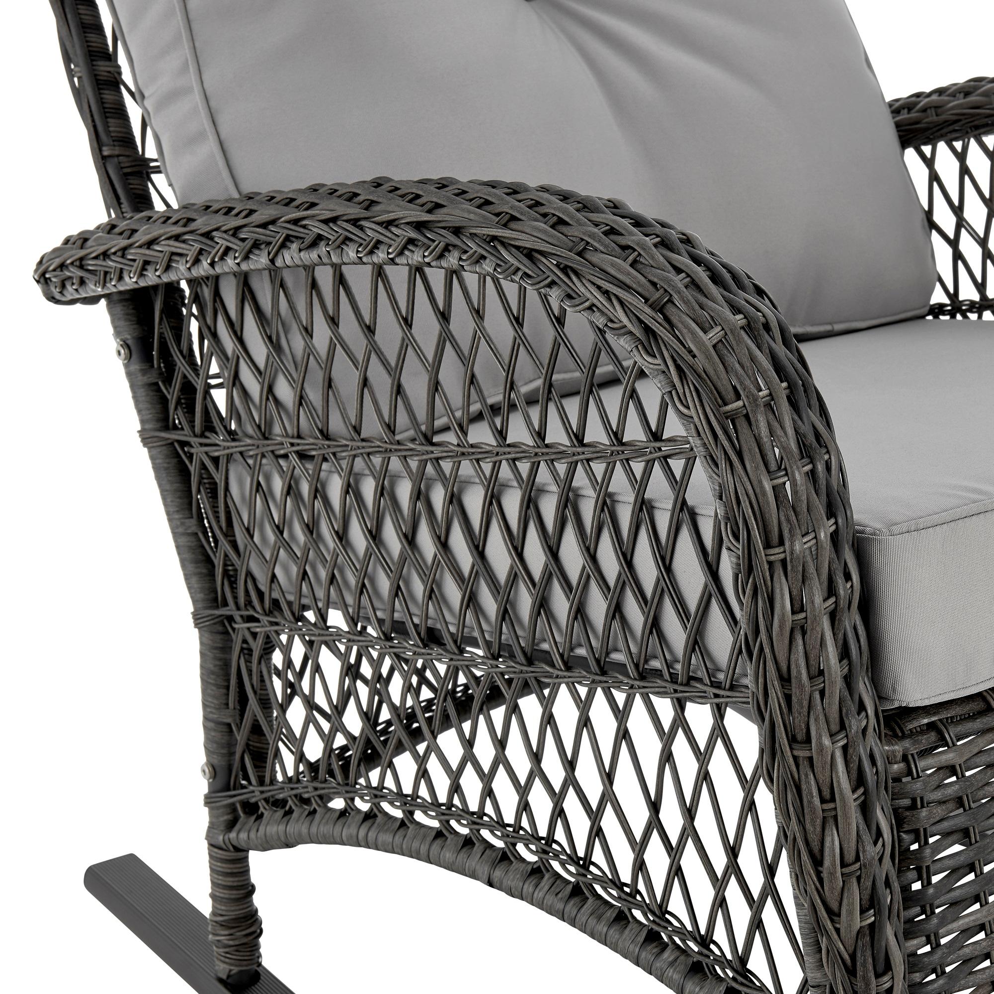 Furttuo Steel Rattan Outdoor Rocking Chair with Cushions