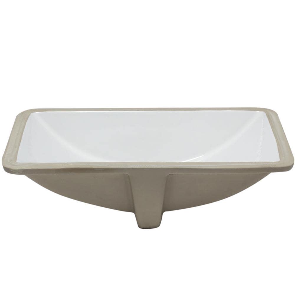 Novatto NP-U193902 Novatto 18.25'' White Porcelain Rectangular Bathroom Sink with Overflow