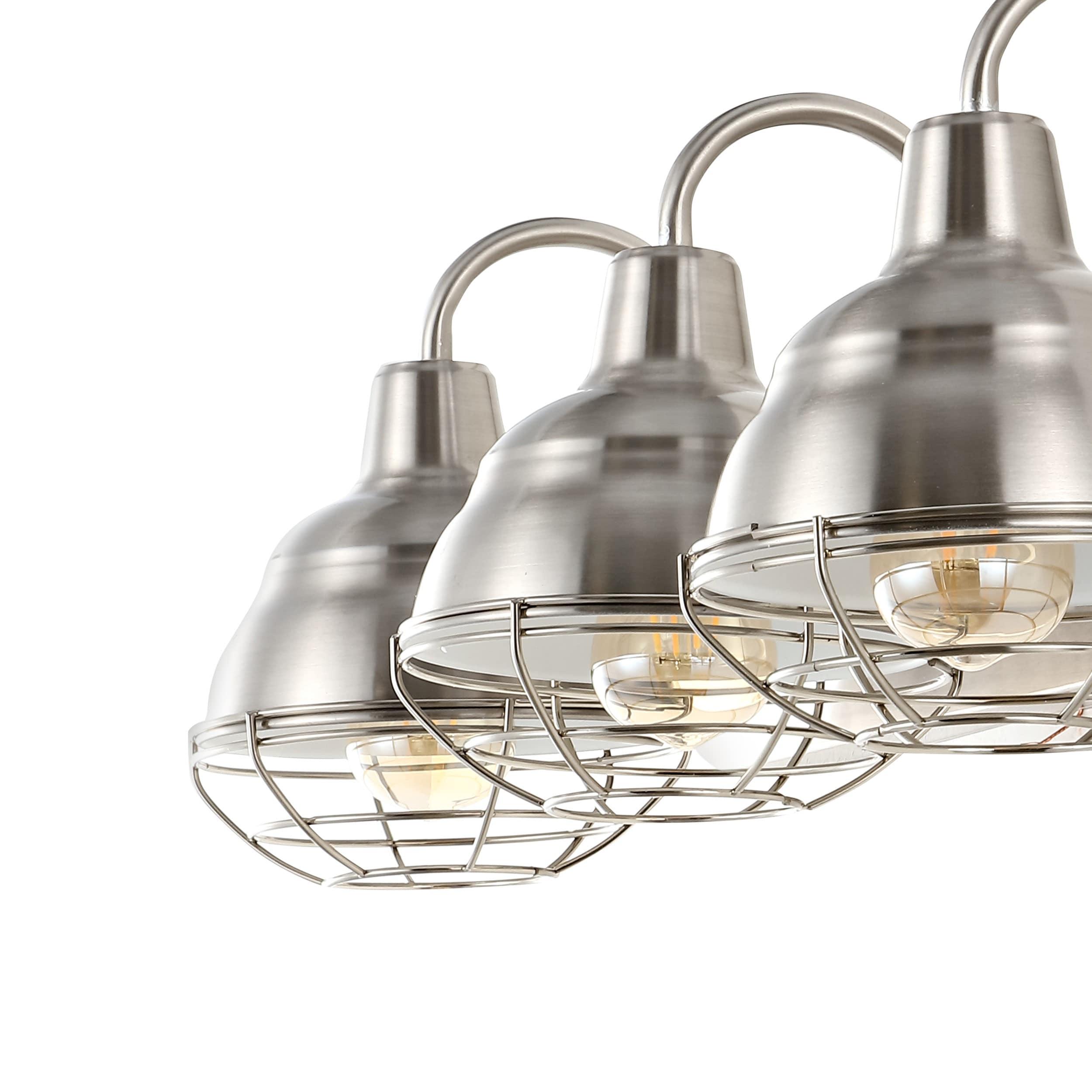 BEAUTY DEPOT 24.5" 3-Light Industrial Farmhouse Vanity Light, Nickel Finish, Led Bulbs Included, Modern Rustic Bathroom, Hallway, Living Room, Bedroom Mirror Cabinet Lighting