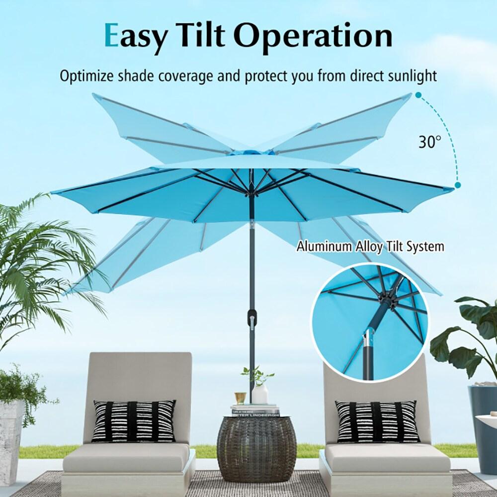 Pure Garden 9FT Outdoor Vented Patio Umbrella with Easy Crank (Blue)