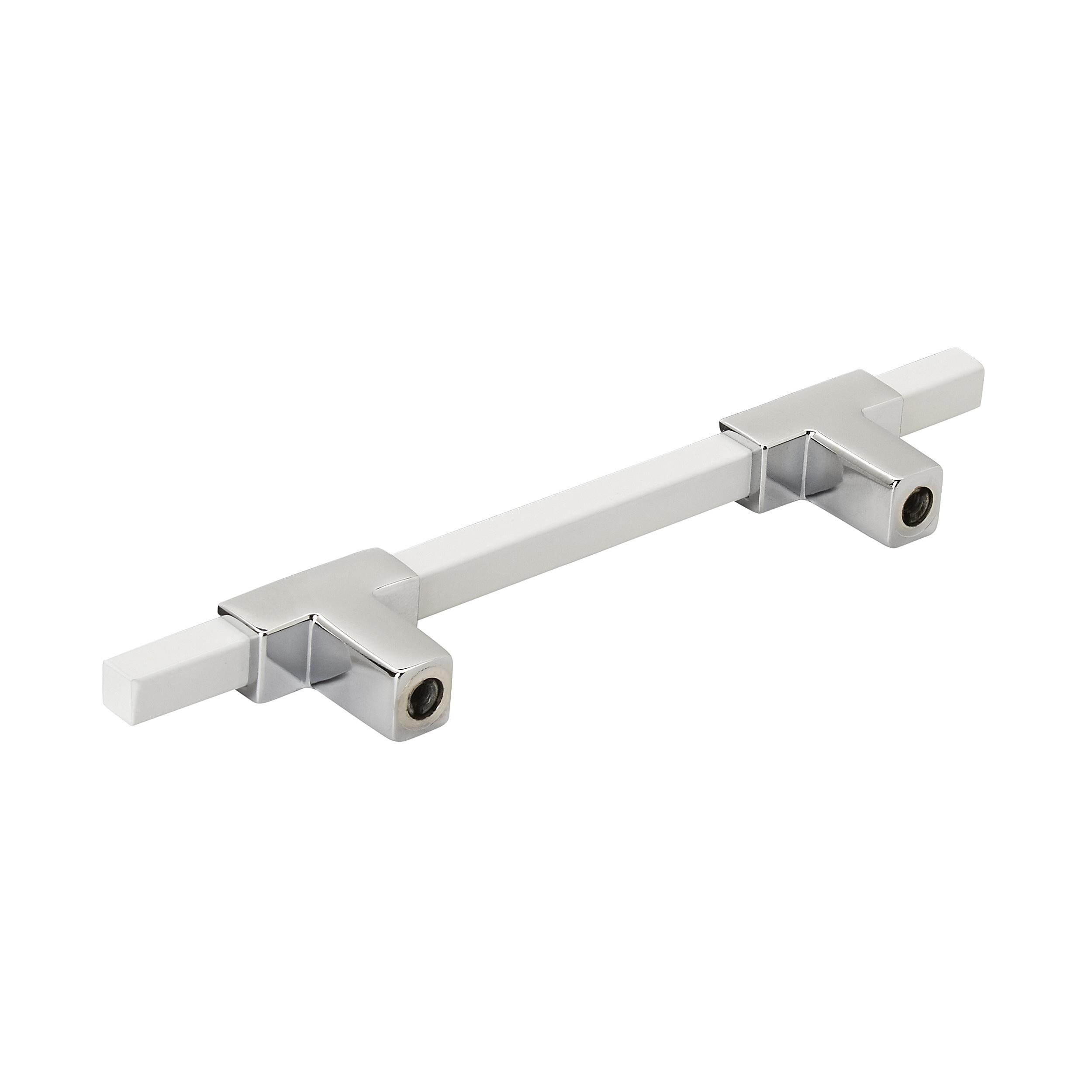 Amerock Urbanite 3-3/4 inch (96mm) Center-to-Center Polished Chrome/White Cabinet Pull