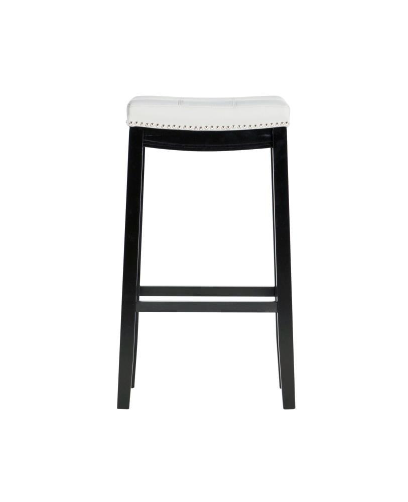 Claridge Backless Faux Leather Nailhead Saddle Barstool Gray - Linon