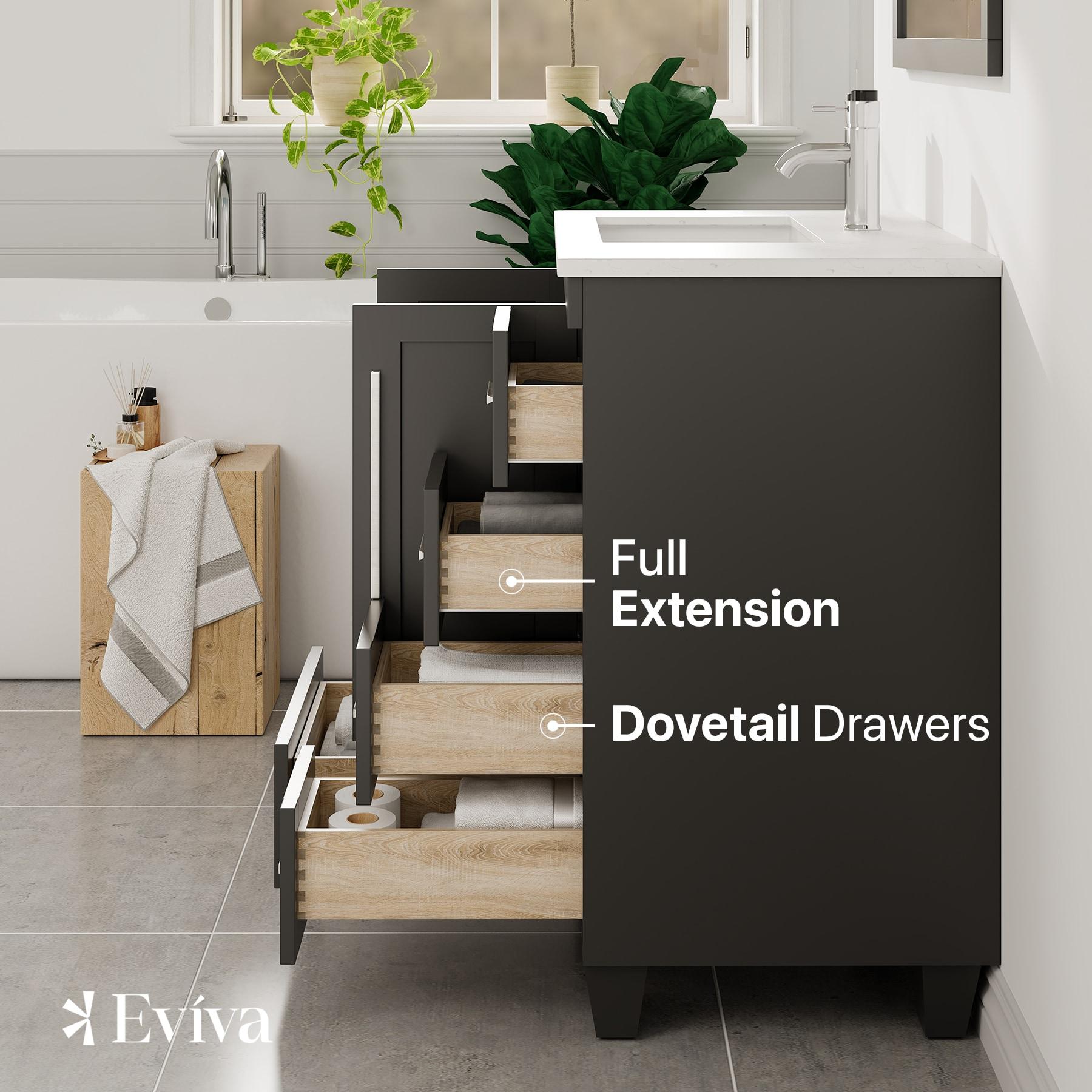 Eviva Loon 30"W x 22"D Espresso Bathroom Vanity with White Carrara Quartz Vanity Top and Rectangular Undermount Sink