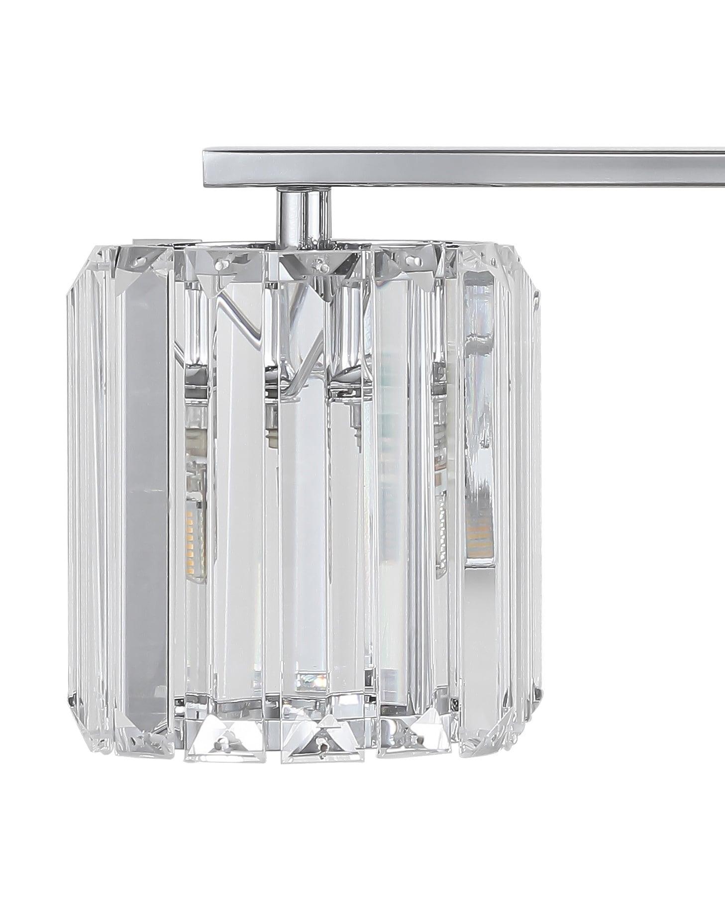Coco Prism Vintage 29.75" 4-Light Metal/Glass Classic Glam LED Vanity Light, Chrome