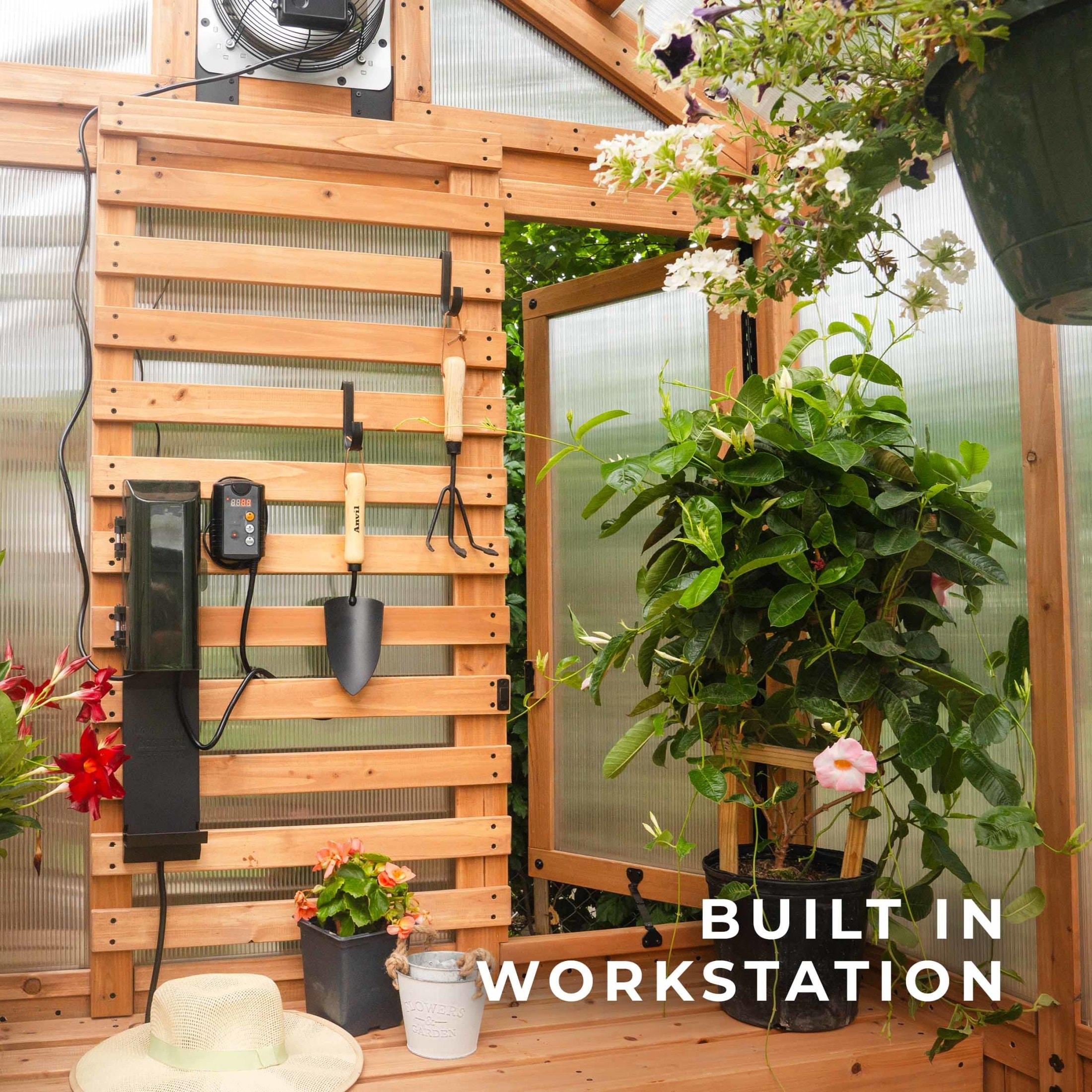 Backyard Discovery Bellerose 9' x 6' Cedar Wood and Polycarbonate Greenhouse Kit, Pergola
