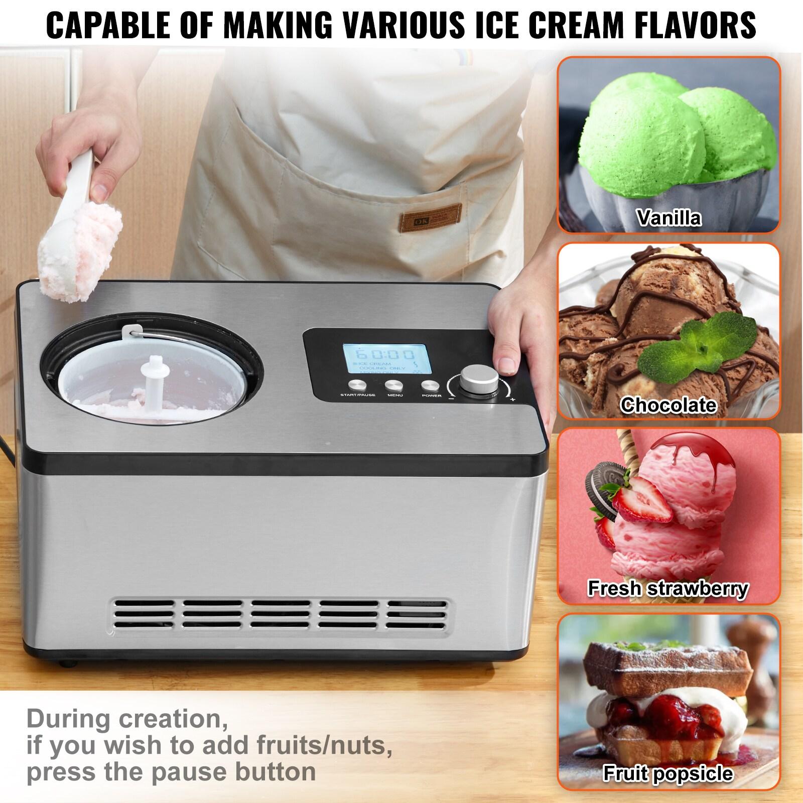 VEVOR VEVOR 2 Quart Automatic Ice Cream Machine Electric Yogurt Gelato Make Silver