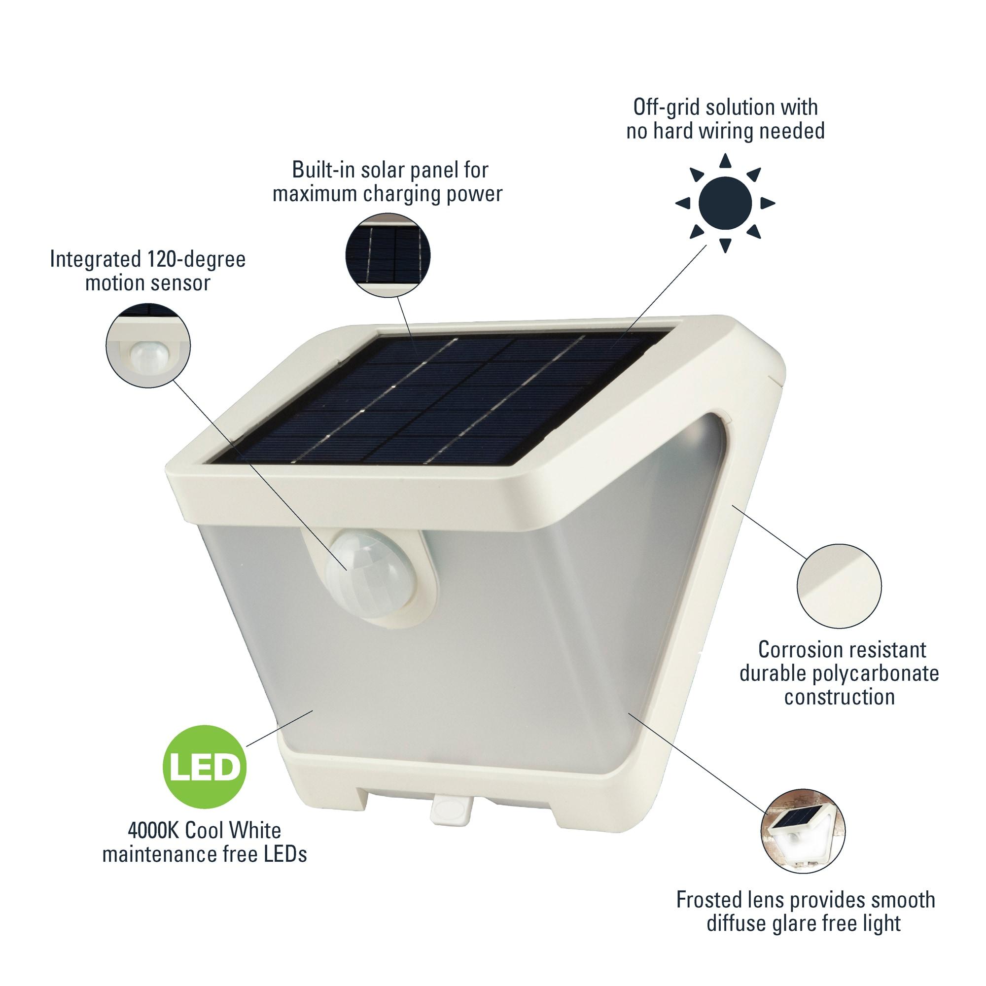 White Solar Motion Sensor LED Security Wall Light