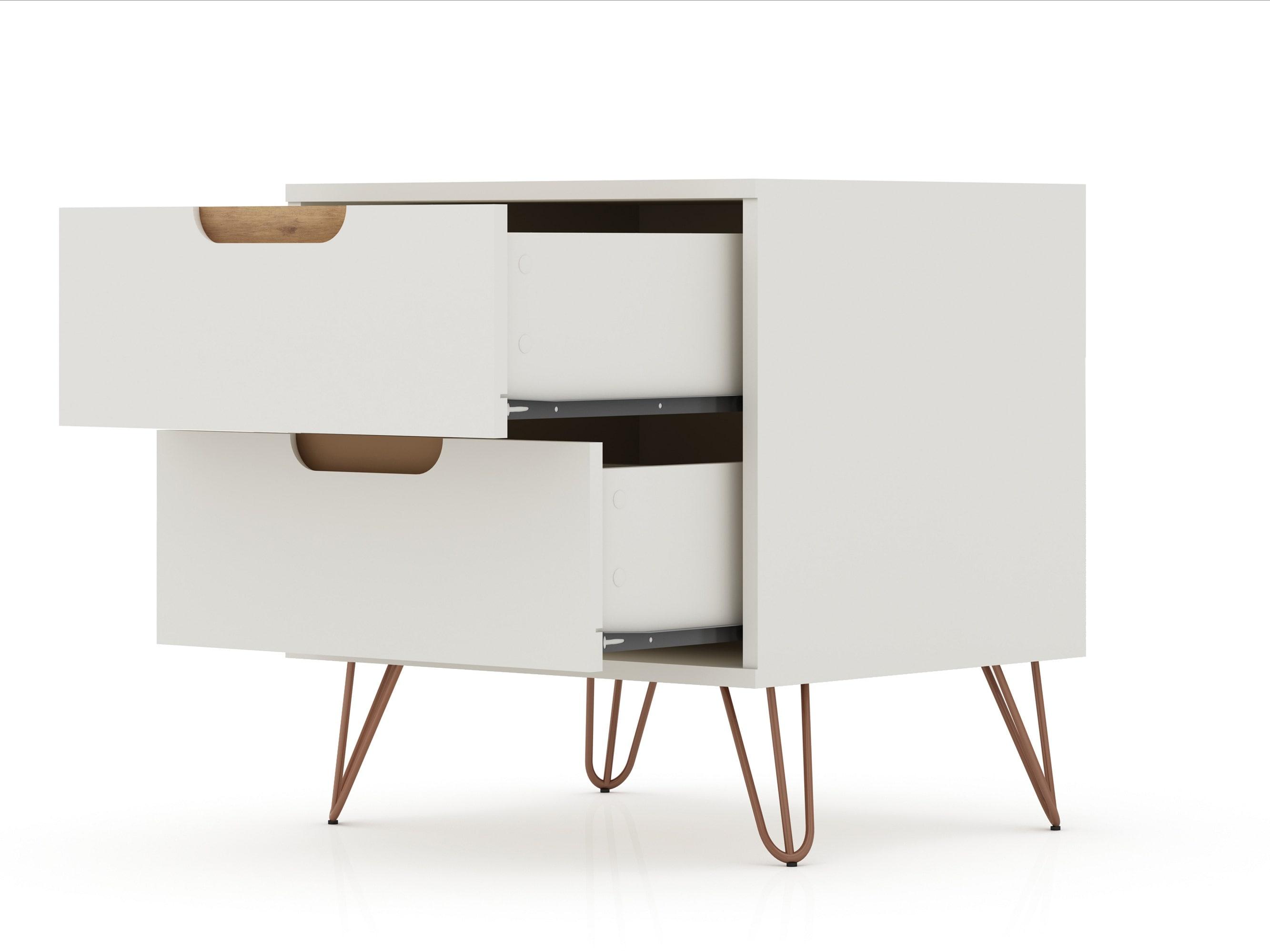 Set of 2 Rockefeller 2 Drawer Nightstands - Manhattan Comfort