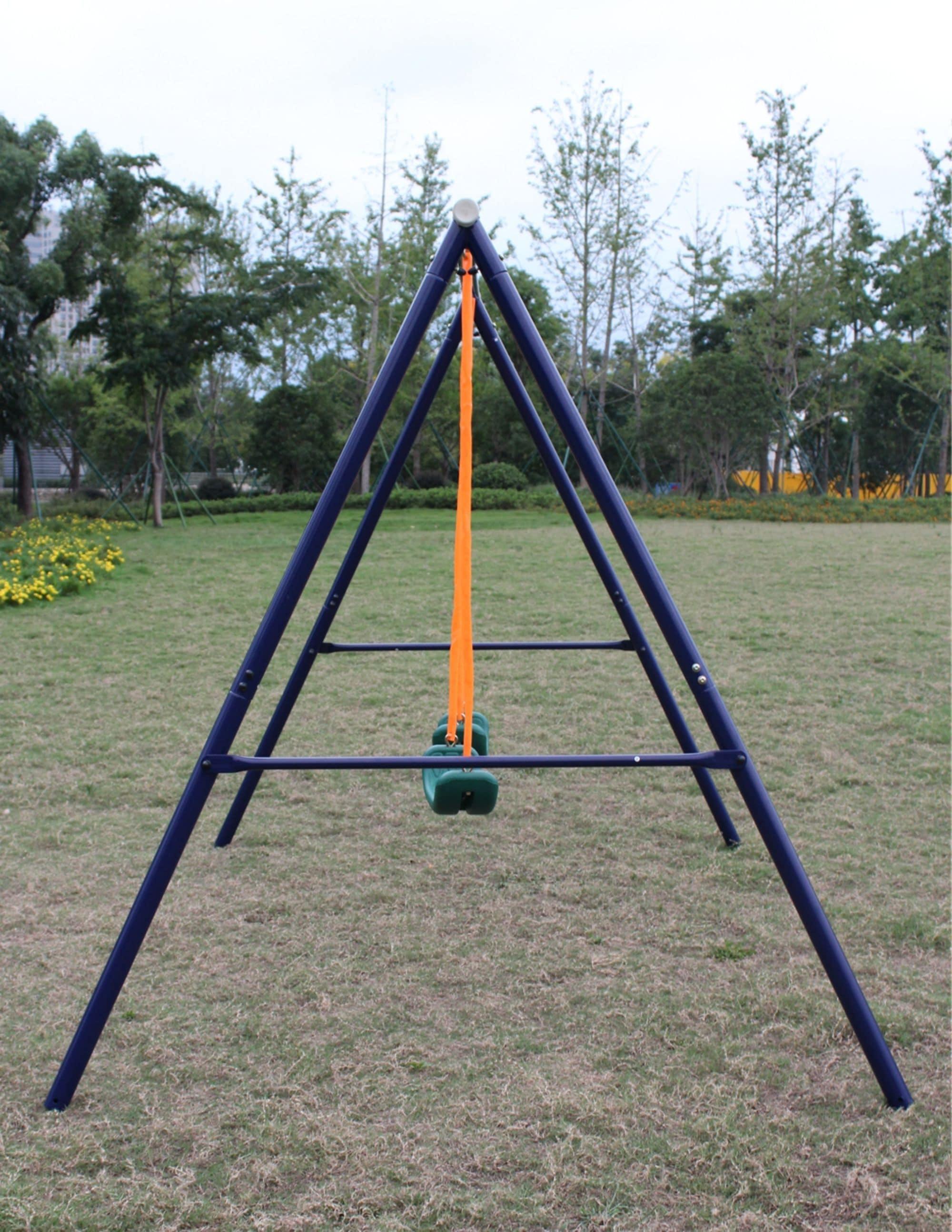GOGEXX Outdoor Metal Swing Playset Two Station Swing Set For Children