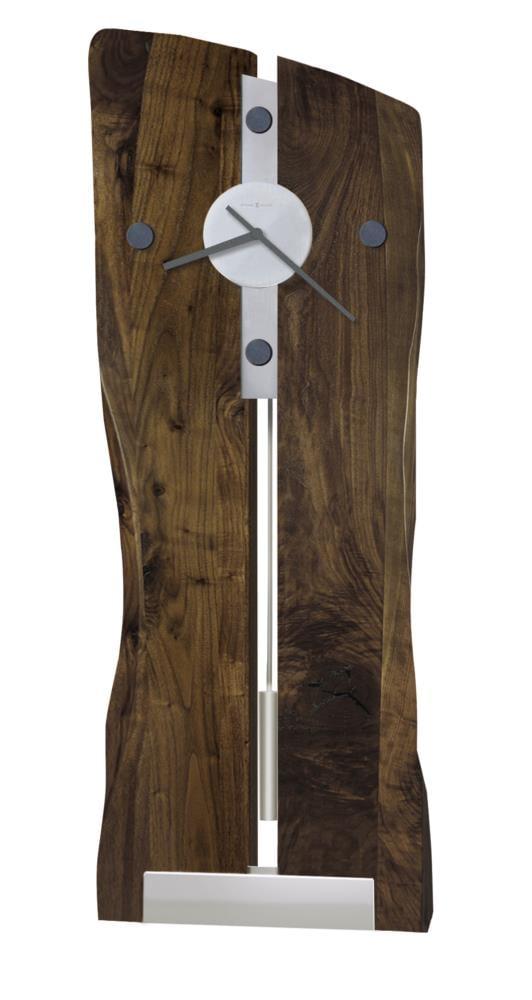 Modern Walnut and Nickel 35" Analog Wall Clock