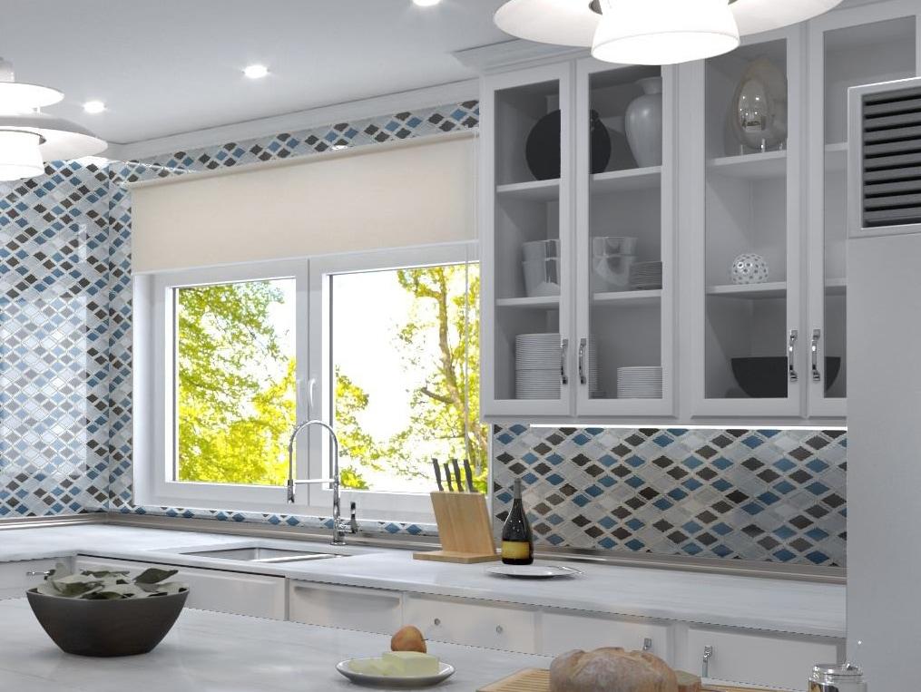Andova Geom Aluminum Metal Diamond Mosaic Kitchen Backsplash, Bathroom, Shower, Wall and Floor Tile