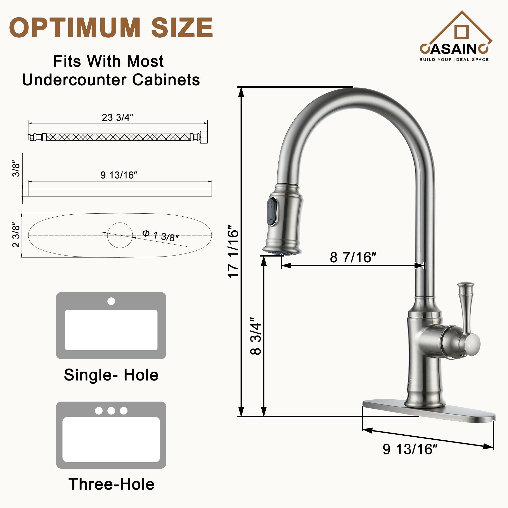 CASAINC 1.8 GPM Single-Handle Pull-Down Kitchen Faucet Single Hole Faucet