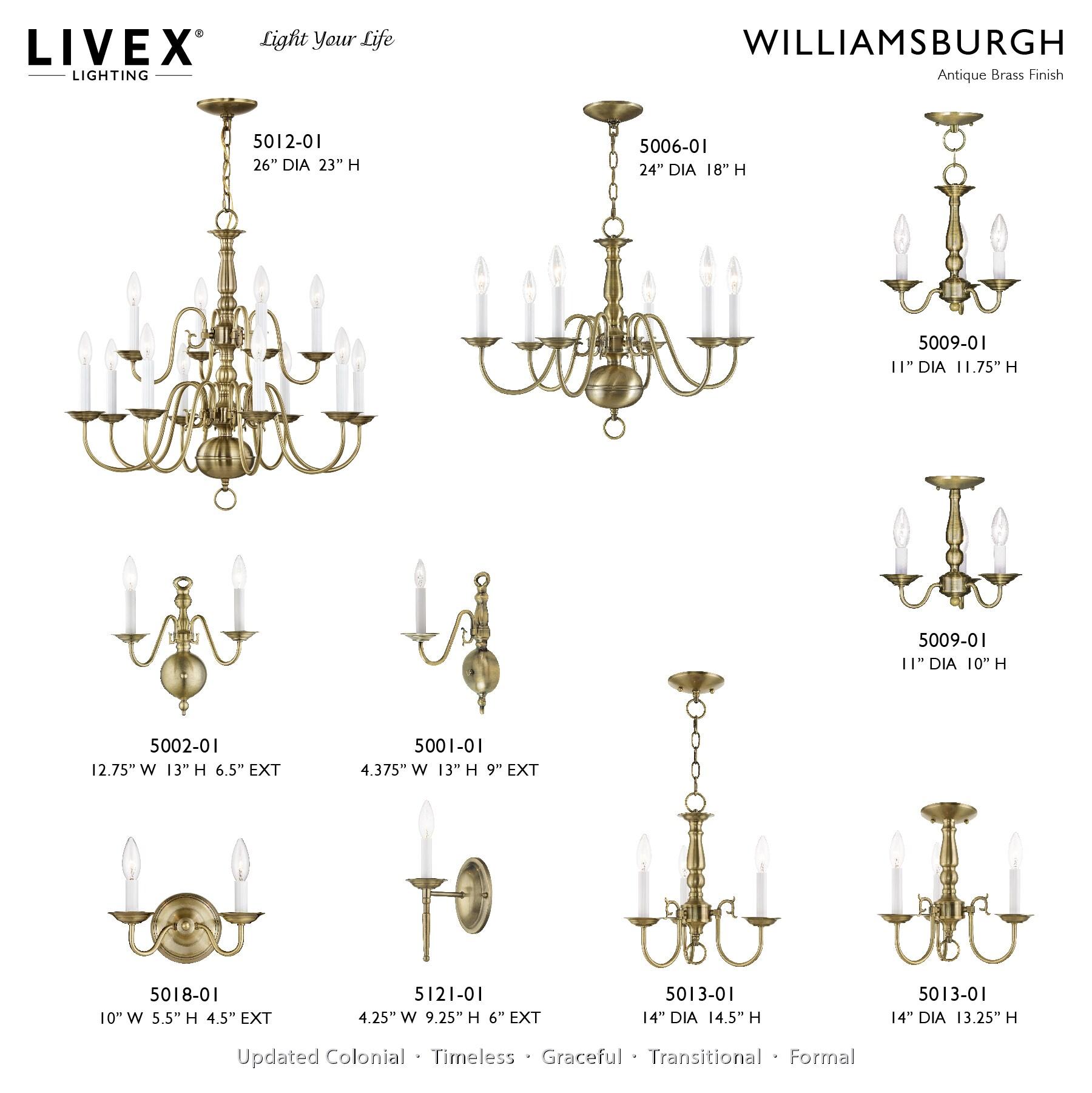 Livex Lighting Williamsburgh 12 - Light Chandelier in  Antique Brass