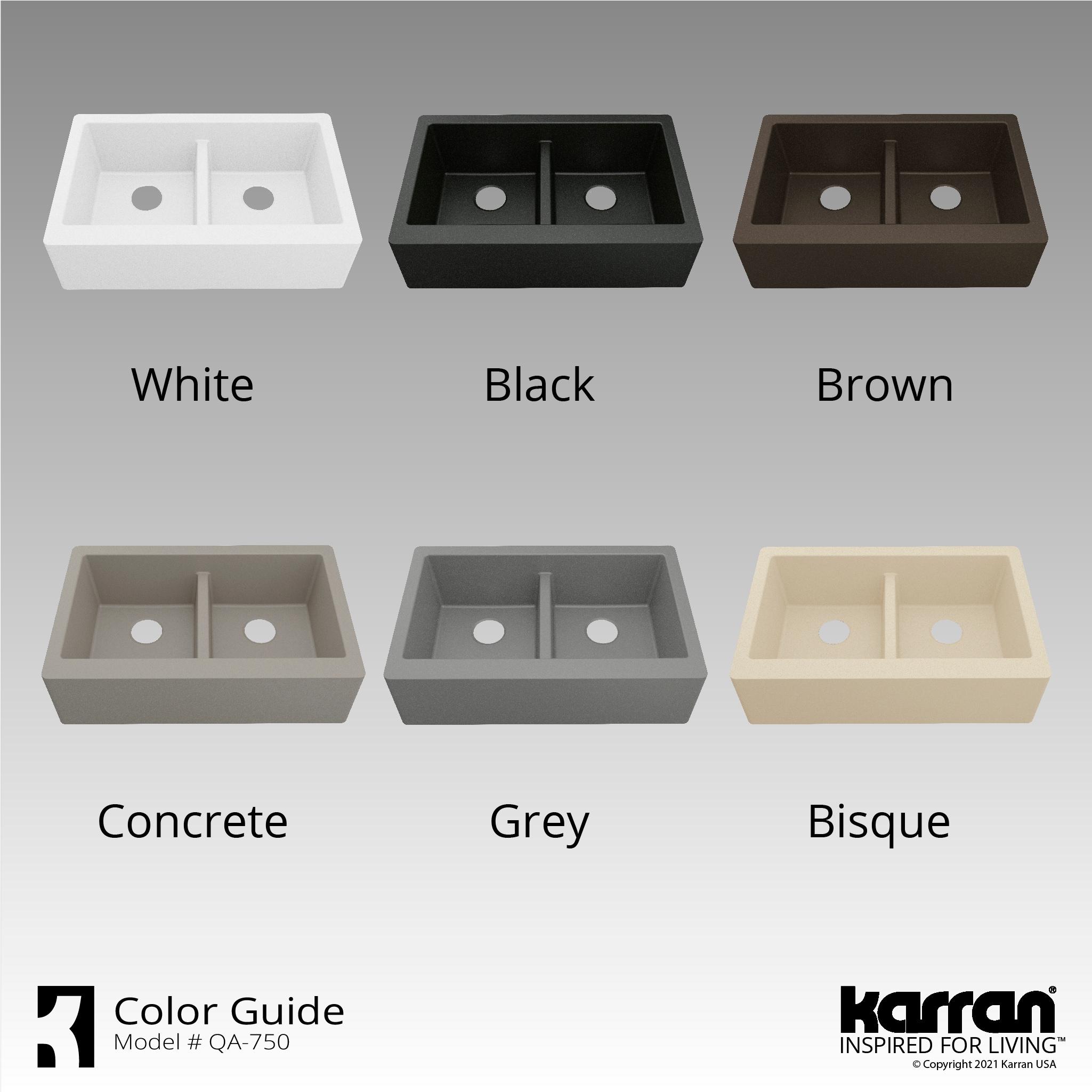 Karran Quartz 34'' X 21-1/4'' 50/50 Double Bowl Farmhouse/Apron Front Kitchen Sink Kit