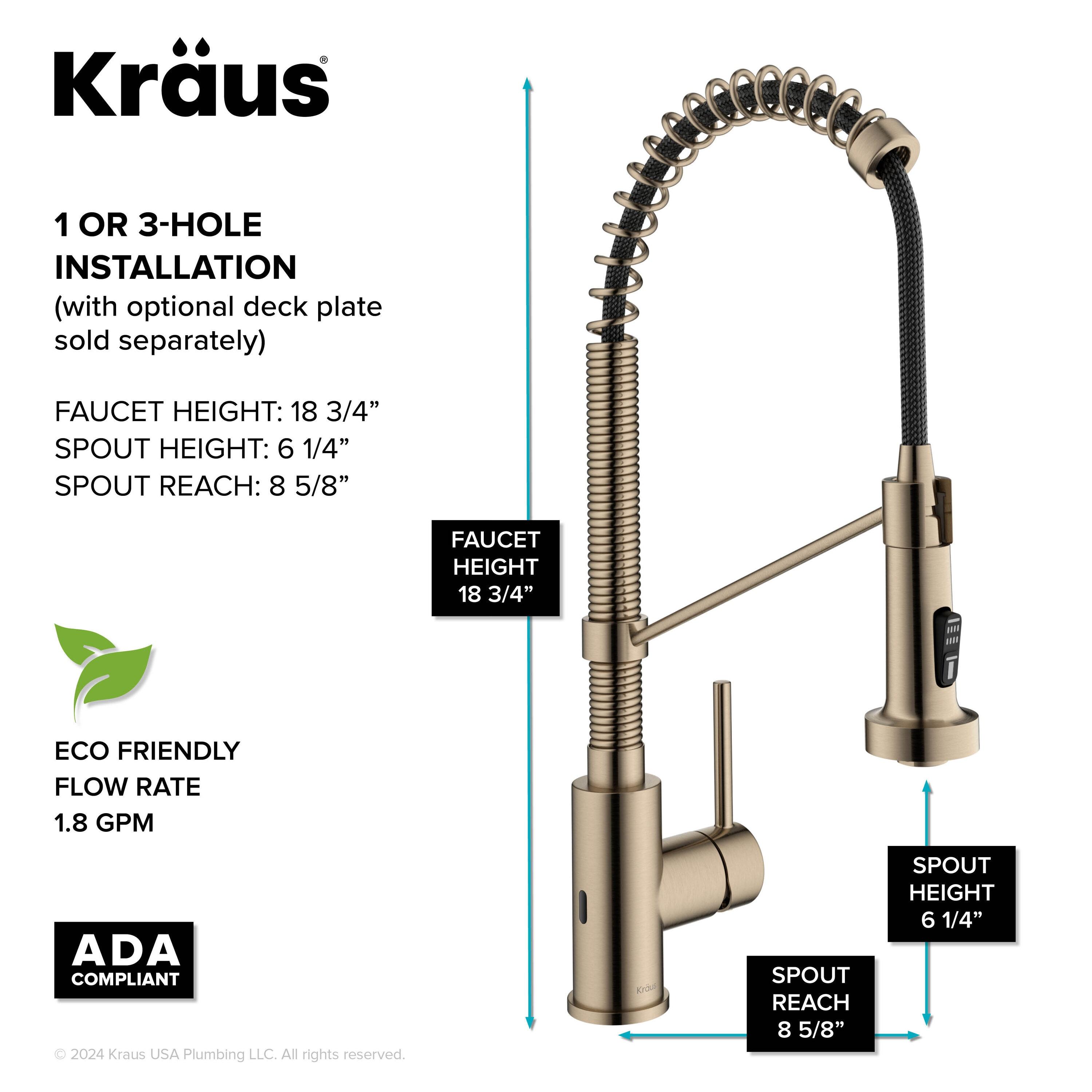 Kraus Bolden Touchless Sensor Commercial Style 2-Function Single Handle Pull-Down Kitchen Faucet