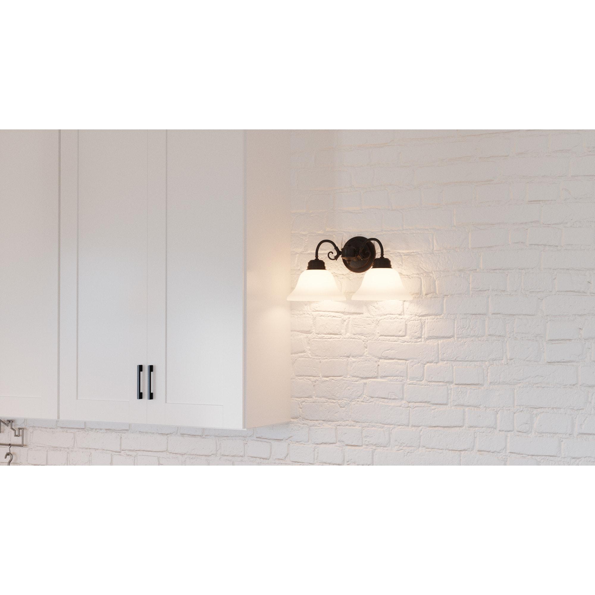 Design House Millbridge 2-Light Dimmable Vanity or Wall Light with Frosted Glass Shades, Oil Rubbed Bronze