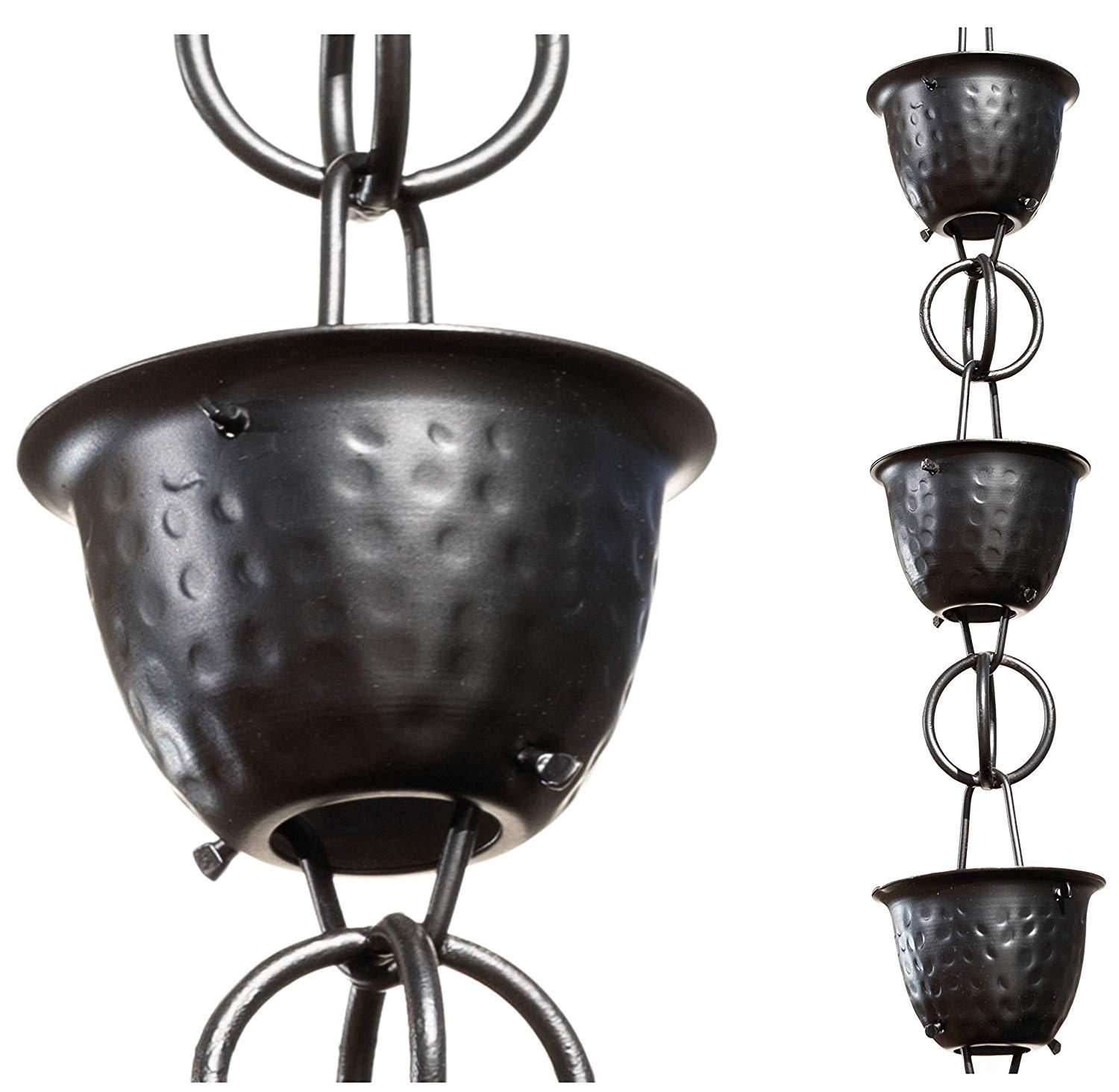 Monarch Rain Chains Aluminum Hammered Cup Rain Chain Replacement Downspout for Gutters