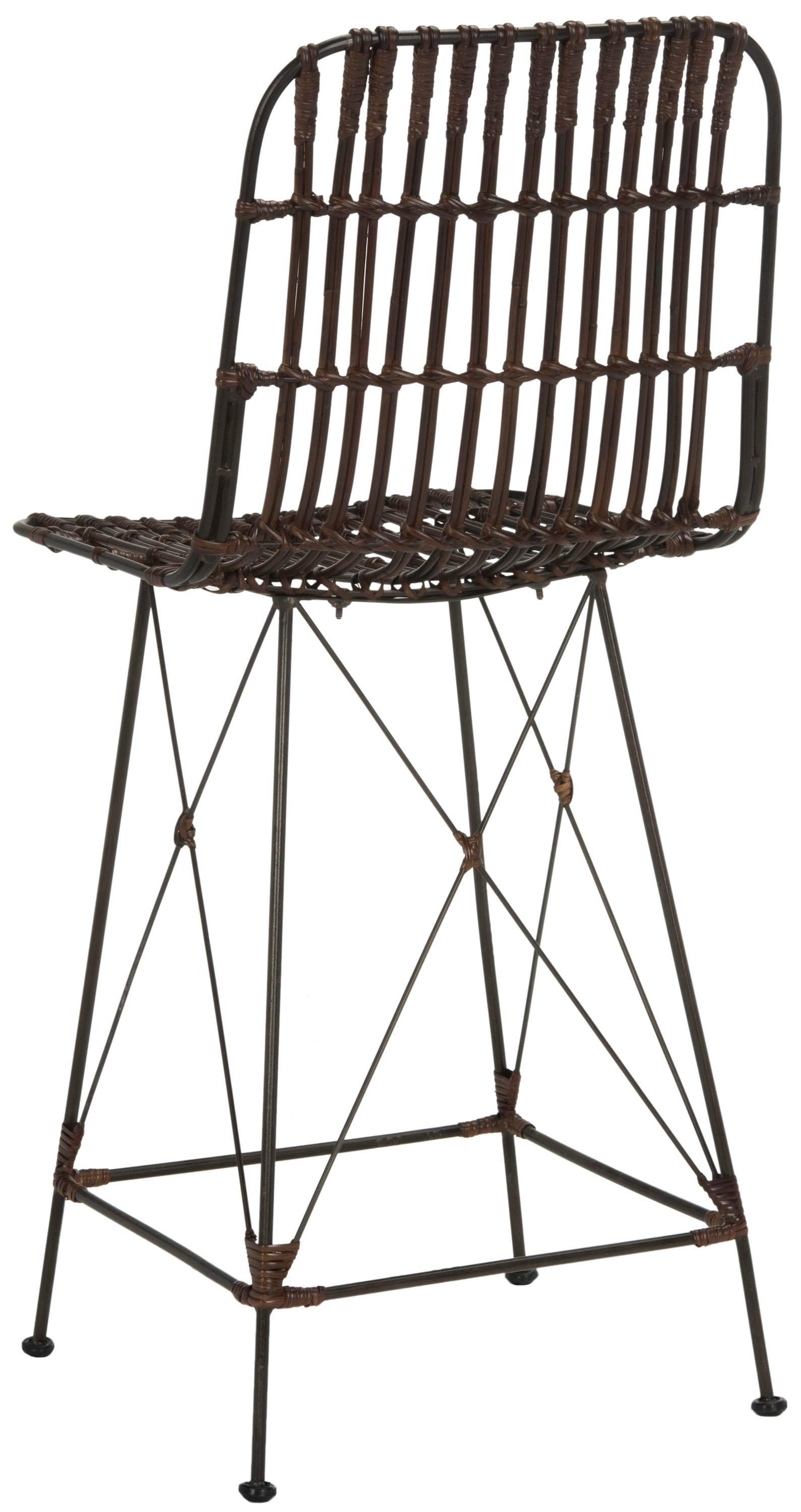 Minerva Wicker Counter Stool (Set of 2) - WIK6509 - Brown/Black - Safavieh