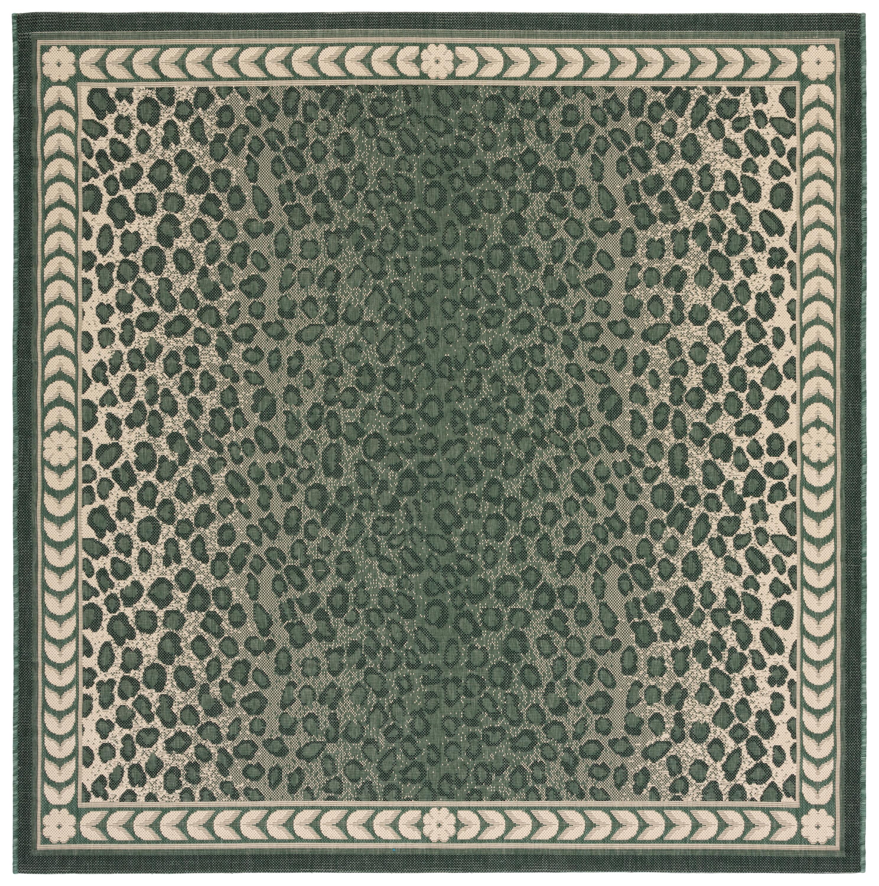 Courtyard CY6100 Power Loomed Indoor/Outdoor Area Rug - Dark Green/Ivory - 6'7"x6'7" - Safavieh.