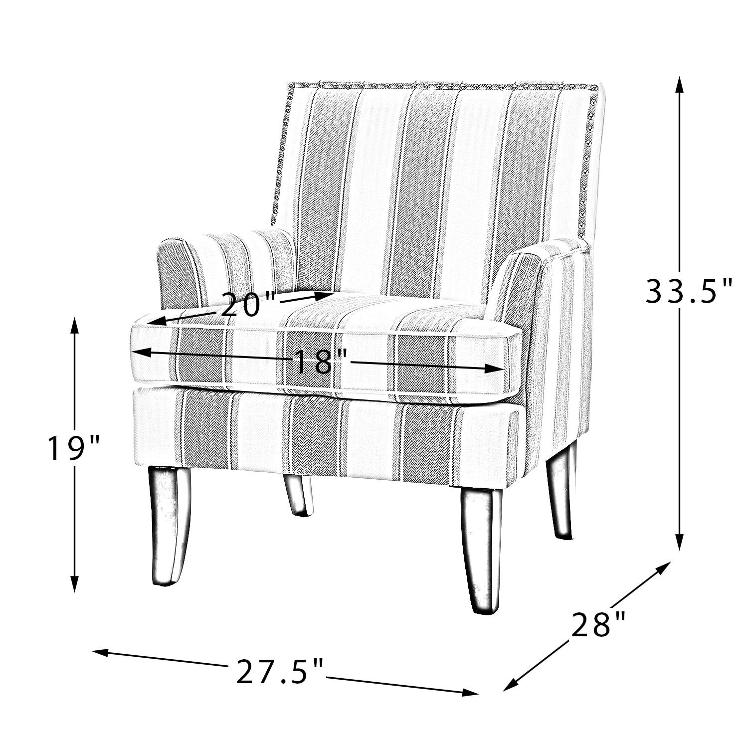 Upholstery Armchair Accent Chair Sofa Couch Wood Legs Nailhead Trim Home Living Room Bedroom Plaid White Black