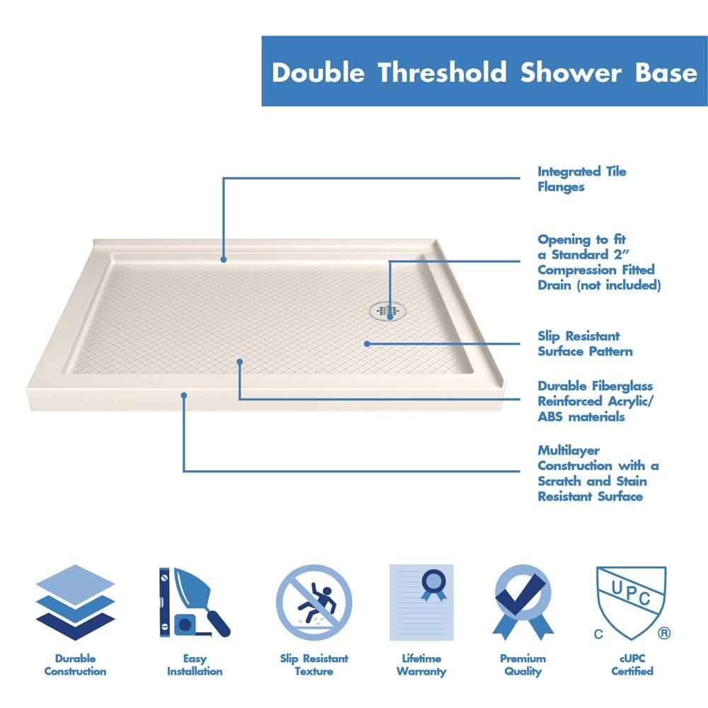 SlimLine 48" W x 36" D Double Threshold Shower Base