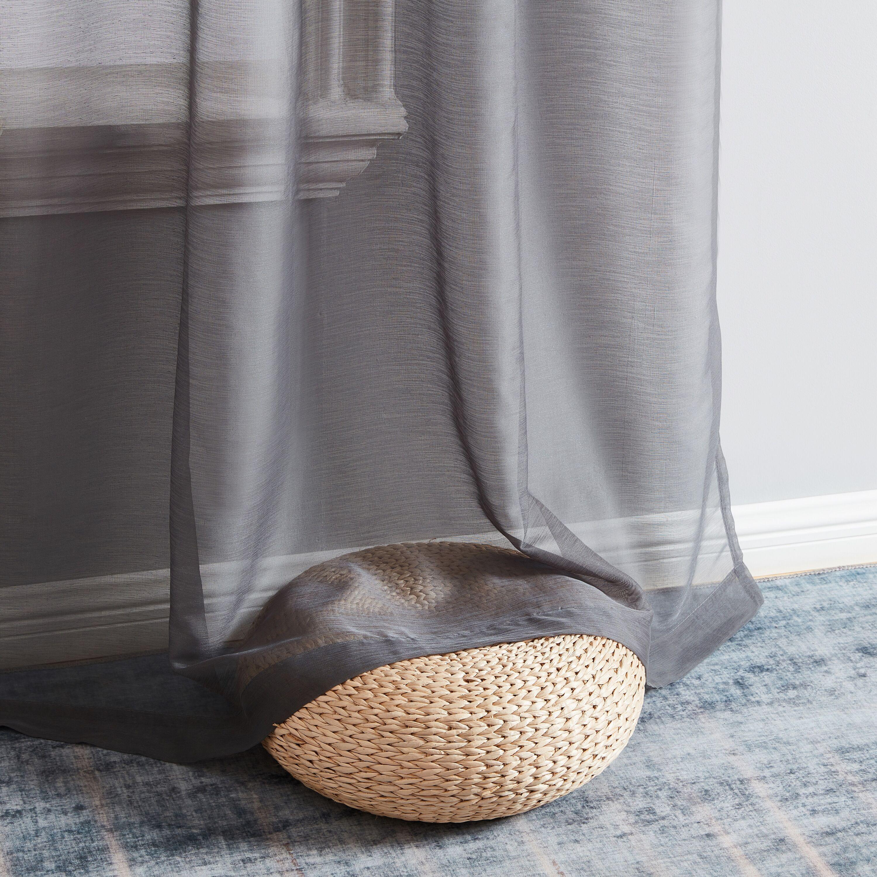 Ebern Designs Lauren Polyester Semi Sheer Curtain Pair (Set of 2)
