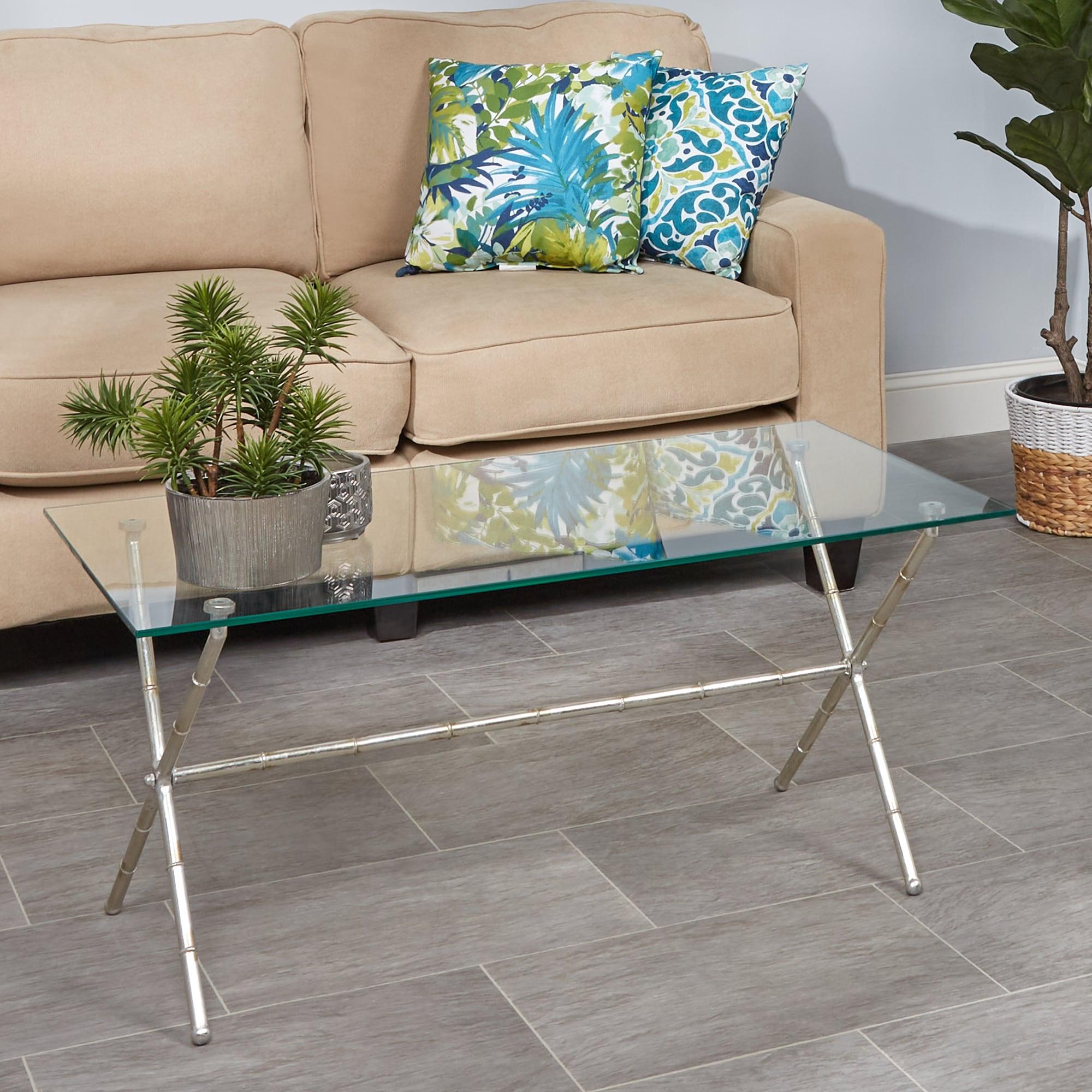 Brogen Coffee Table - Silver/Clear Glass - Safavieh