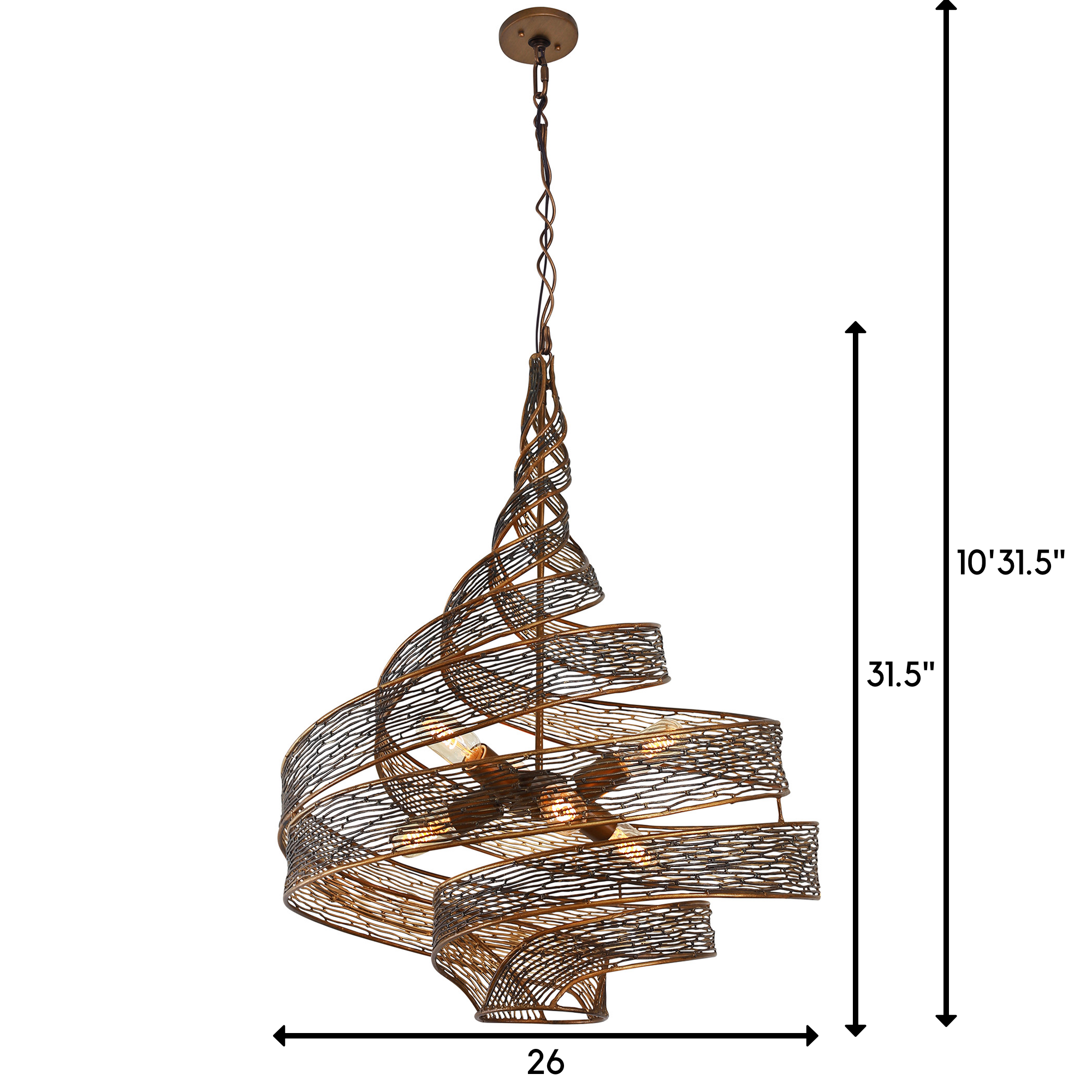 Hammered Ore Finish Hand-Forged Steel 6-Light Pendant