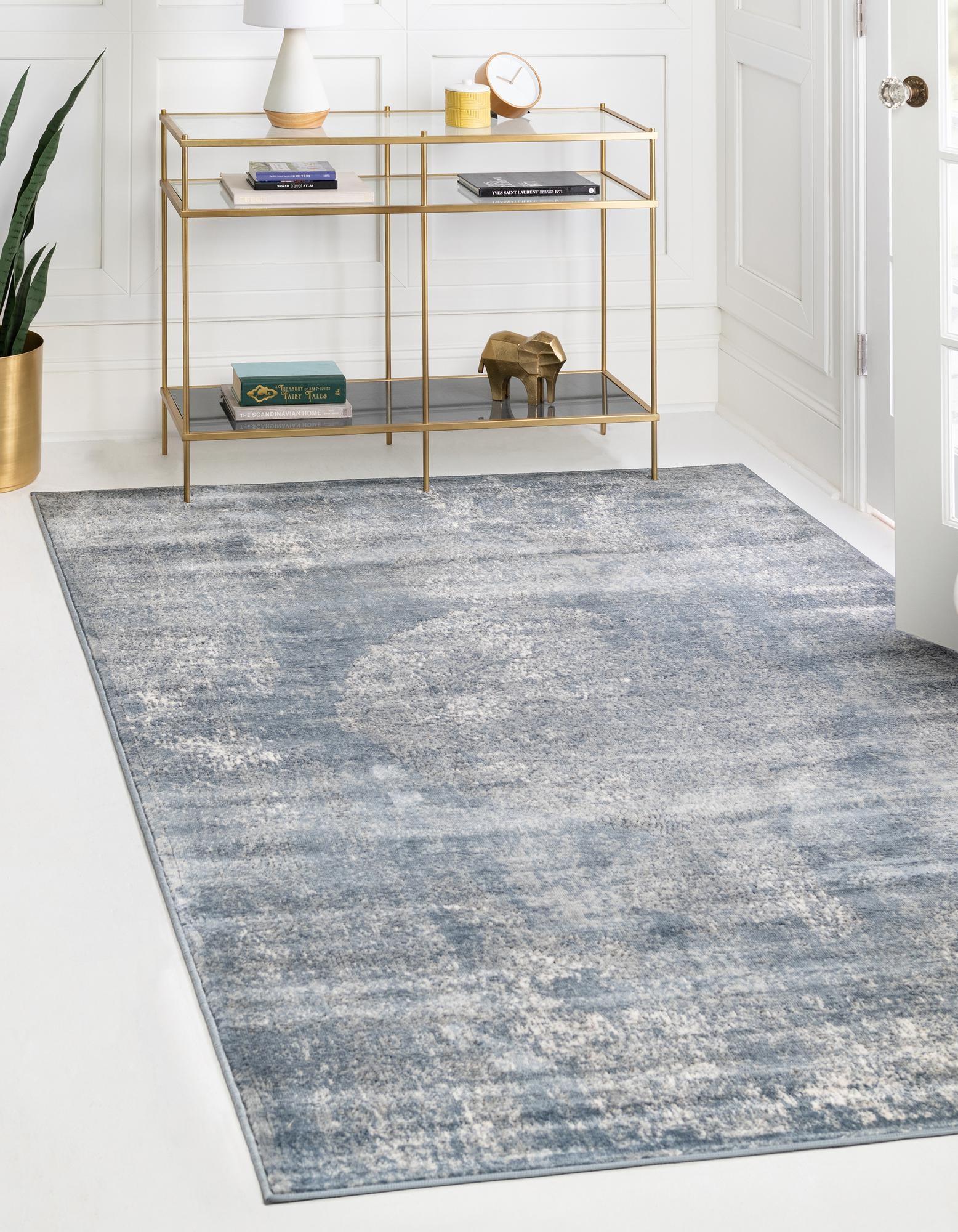 Unique Loom Portland Collection Area Rug - Woodburn (6' 1" x 9' Rectangle Blue/Ivory)