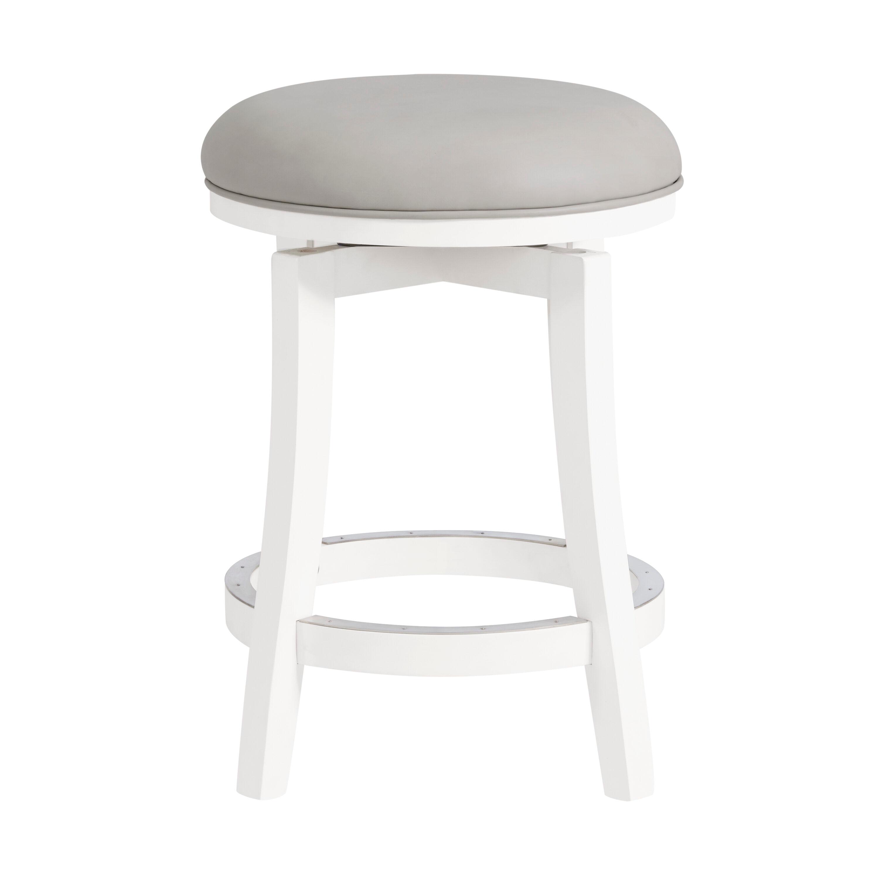 Set of 2 Ellie Counter Height Barstools White: Swivel, Upholstered, Rubberwood Frame - Alaterre Furniture