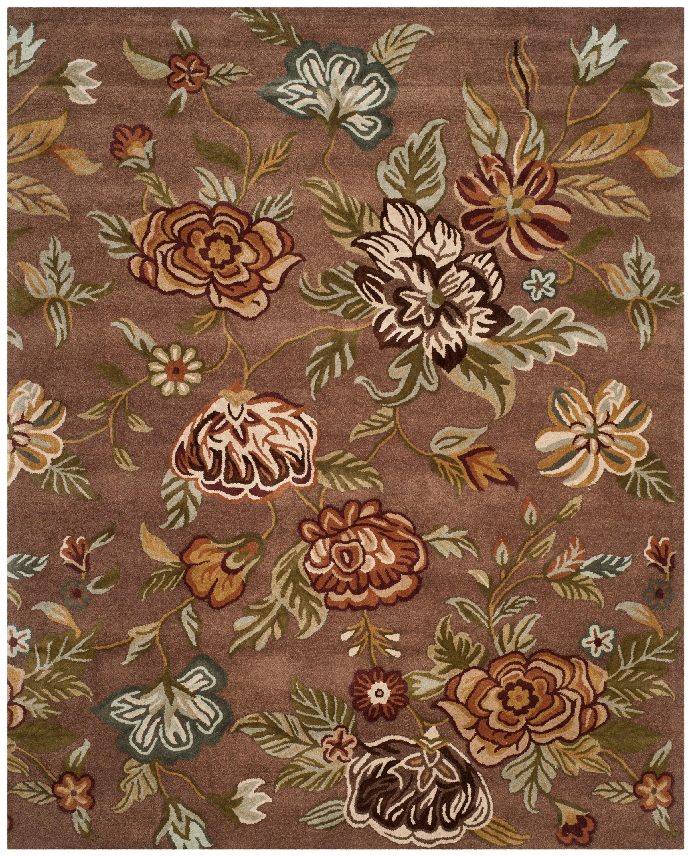Blossom BLM920 Hand Hooked Area Rug - Brown/Multi - 8'x10' - Safavieh.