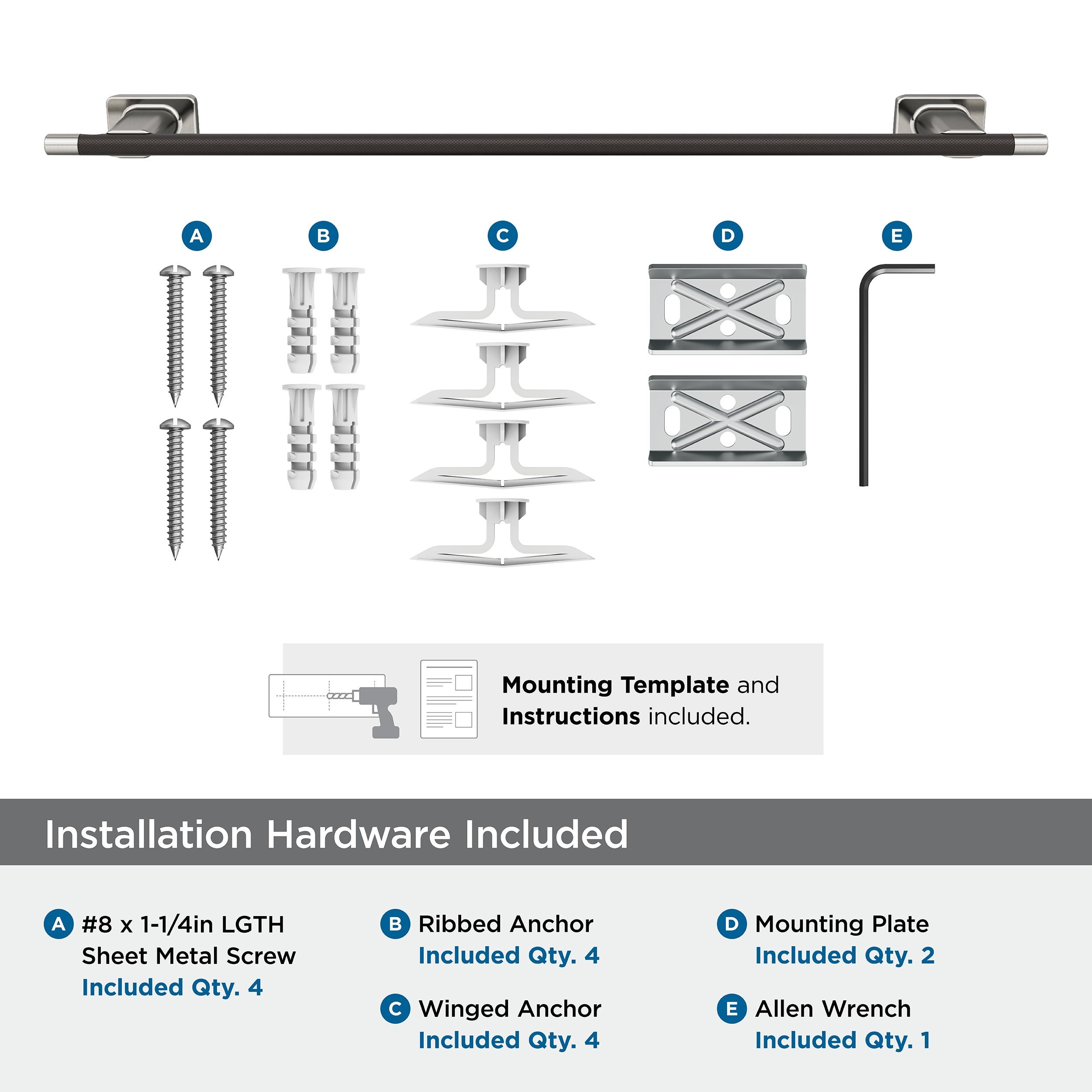 Amerock Esquire Brushed Nickel/Oil-Rubbed Bronze 24 inch (610mm) Towel Bar