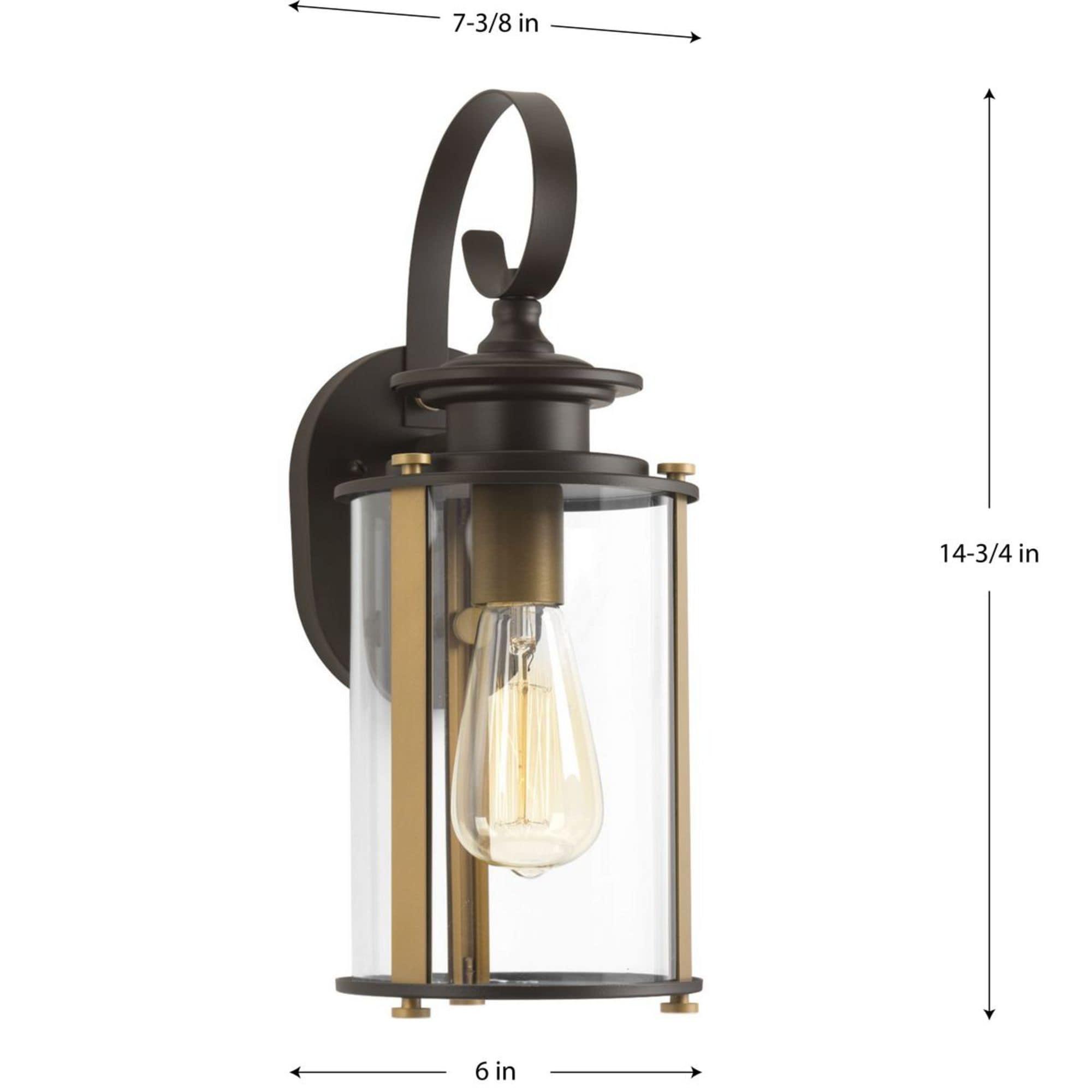 Progress Lighting Squire 2-Light Medium Wall Lantern, Antique Bronze, Clear Glass Shade