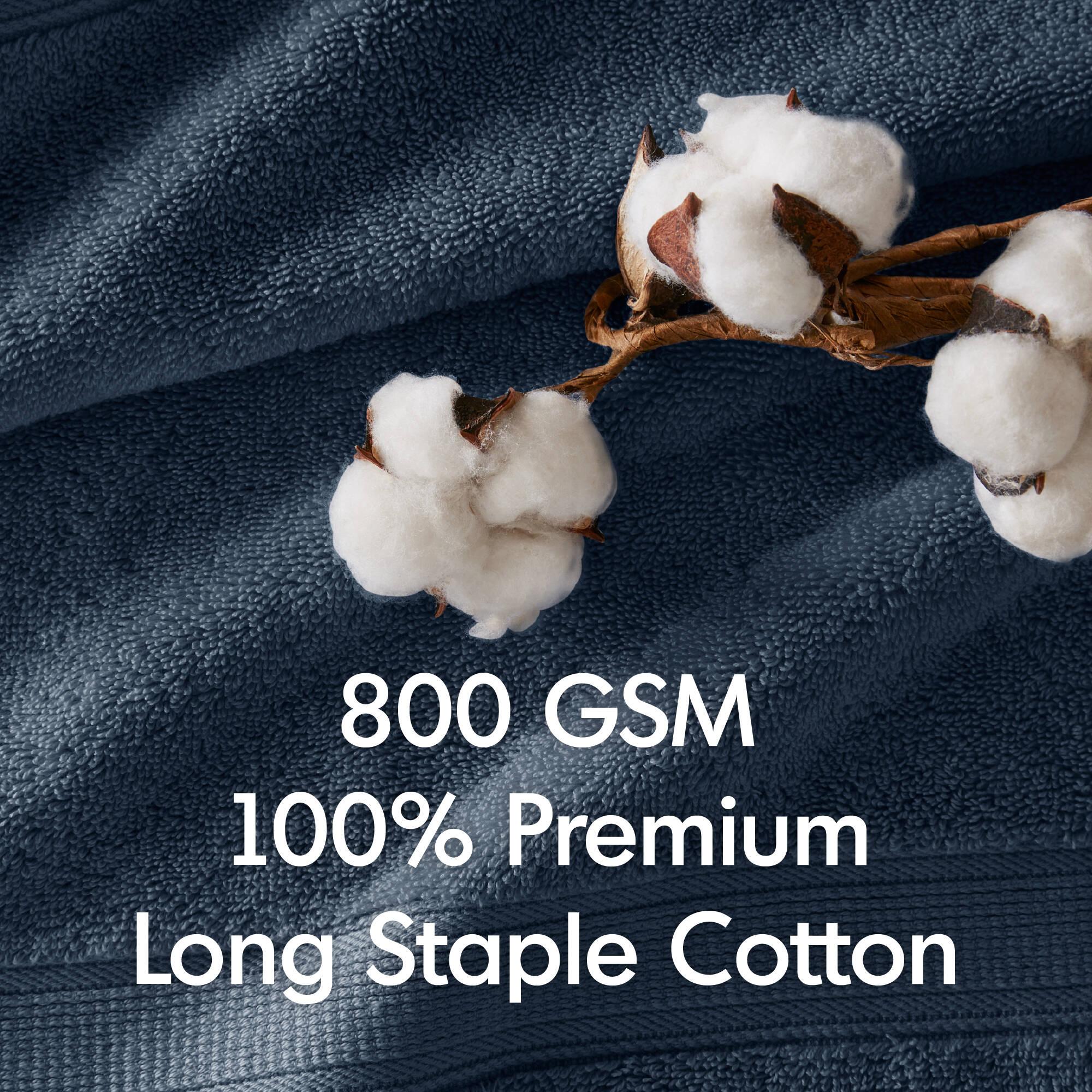 8pc Cotton Bath Towel Set Navy: Madison Park, Heavyweight Terry, OEKO-TEX Certified