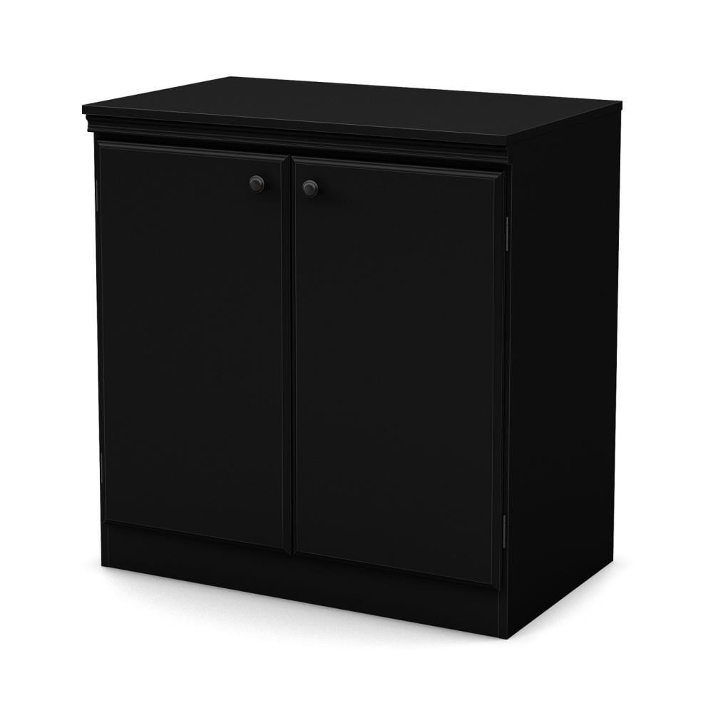 2 Door Morgan Storage Cabinet Pure Black - South Shore: Adjustable Shelf, Laminated Particle Board