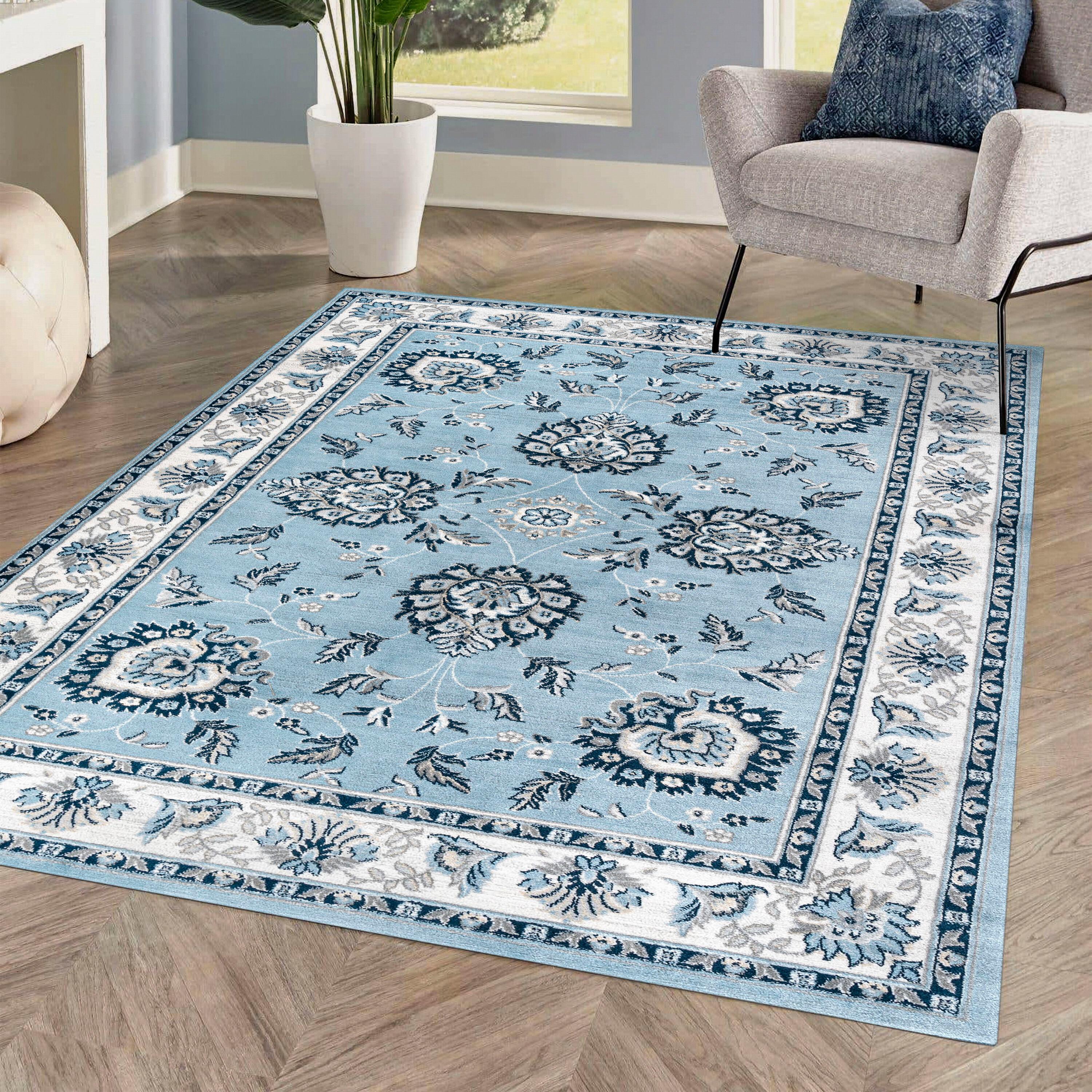3'x 5' Cherie French Cottage Area Rug, Blue/Cream - JONATHAN Y