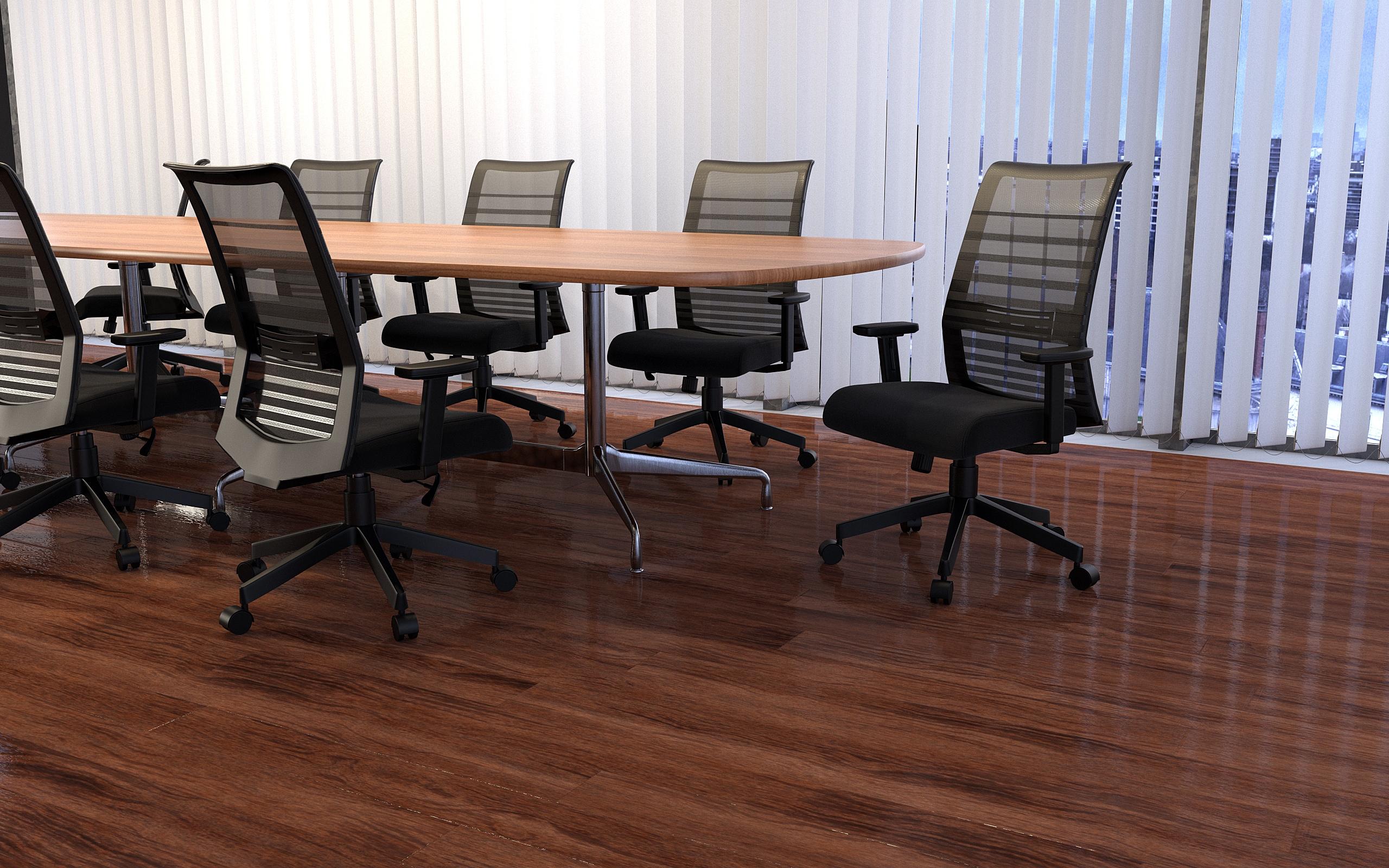 Linear Mesh Task Chair Black - Boss Office Products: Synchro-Tilt, Adjustable Arms, 275lbs Capacity