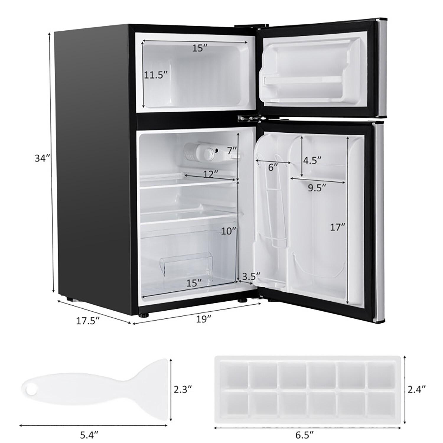 Costway Costway 3.2 Cubic Feet Portable Freestanding Mini Fridge with Freezer