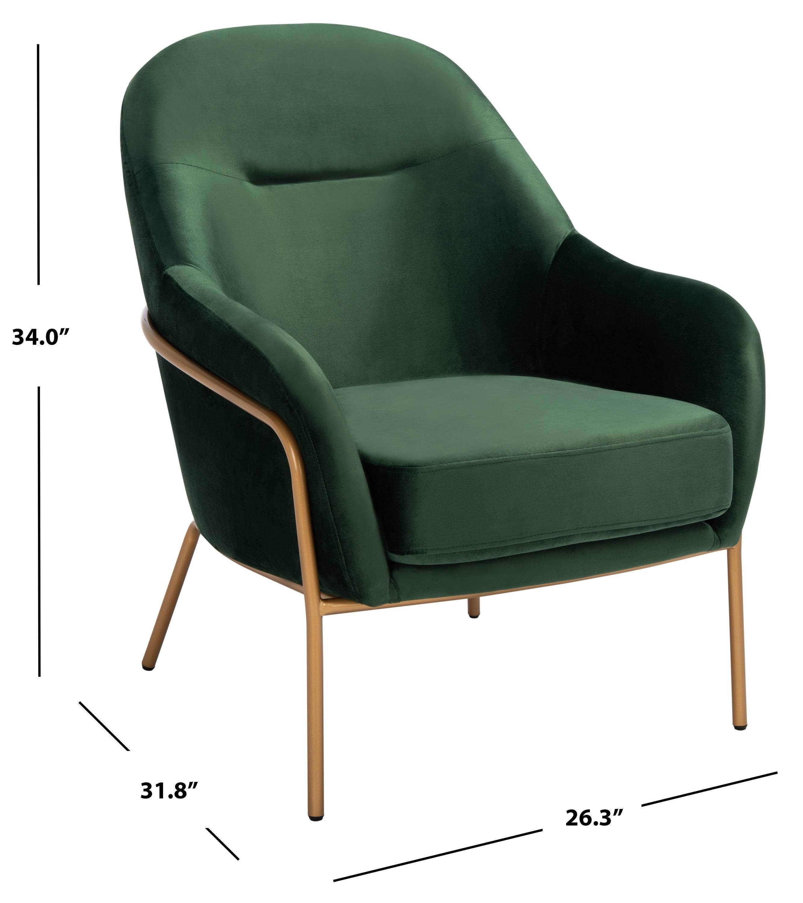 Eleazer Velvet Accent Chair - Malachite Green/Gold - Safavieh