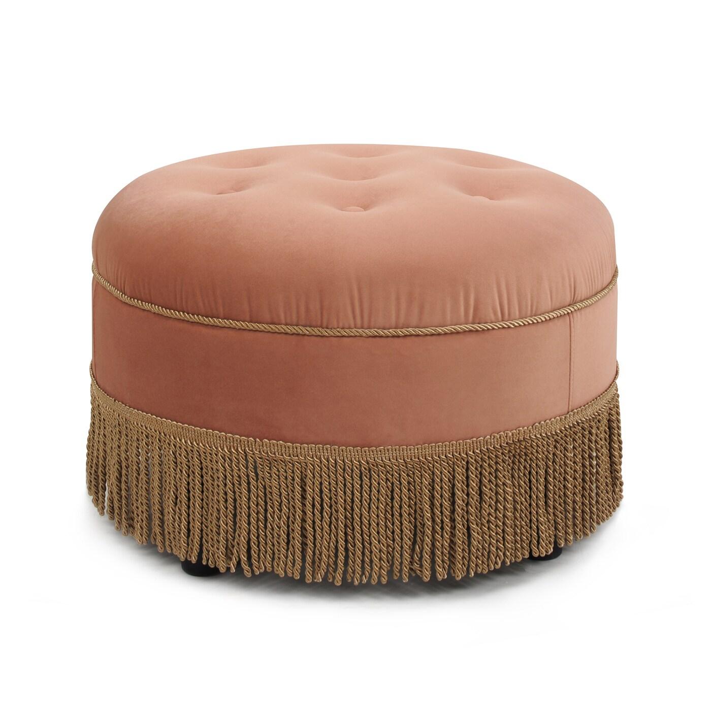 Yolanda Tufted Decorative Round Ottoman Orange