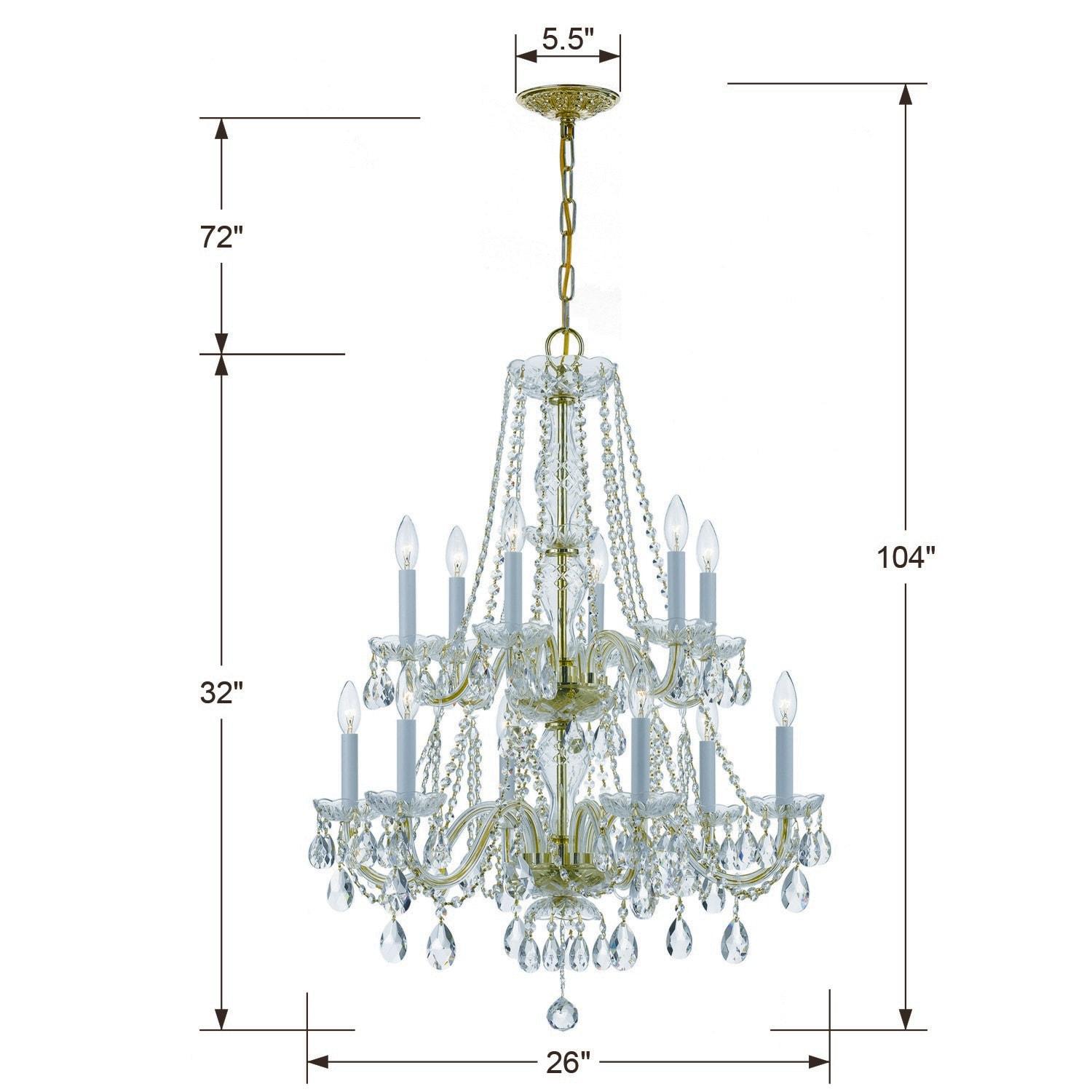 Crystorama Lighting Traditional Crystal 12 - Light Chandelier in  Polished Brass