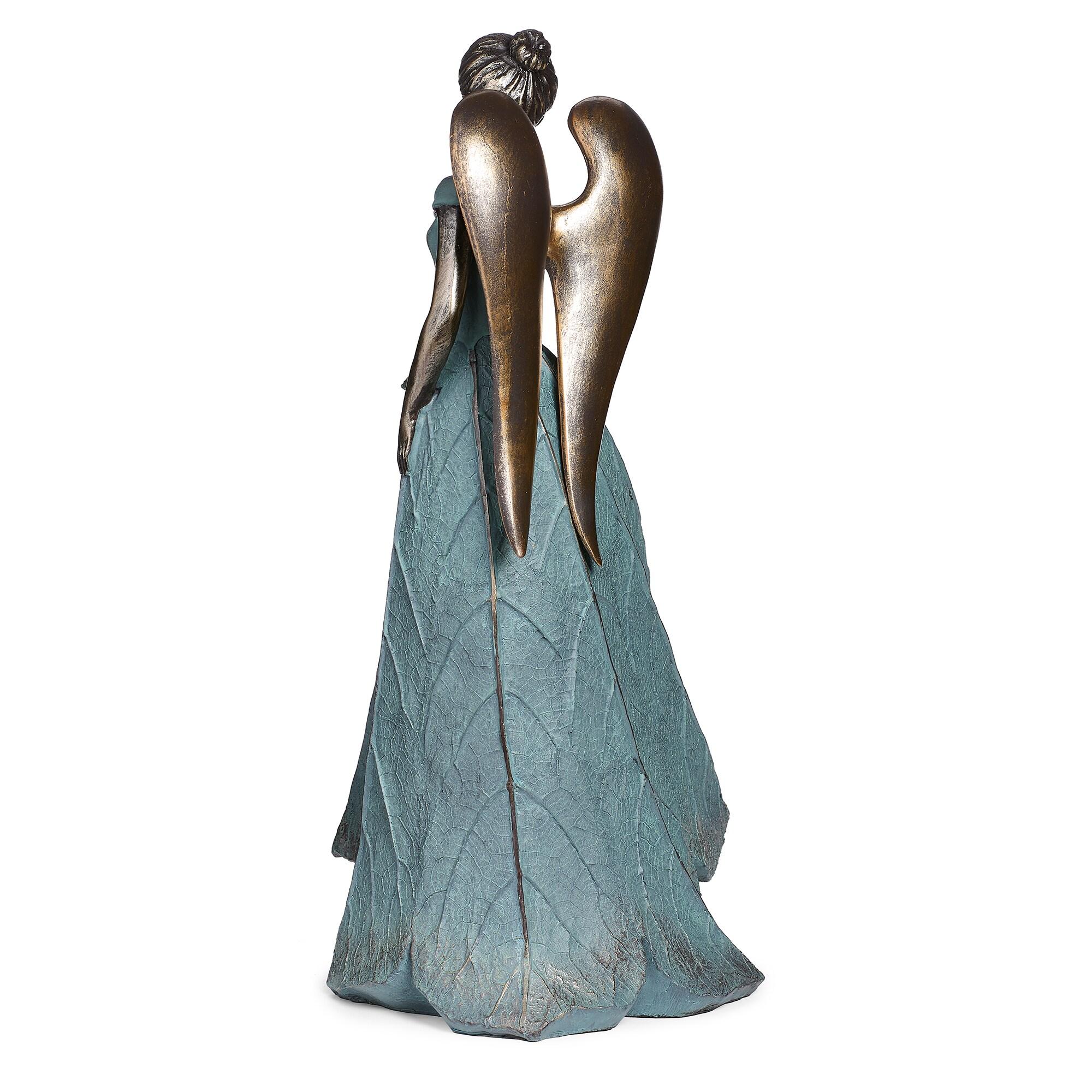 Roman 19.75" Angel and Bird Statue Outdoor Garden Statue Bronze