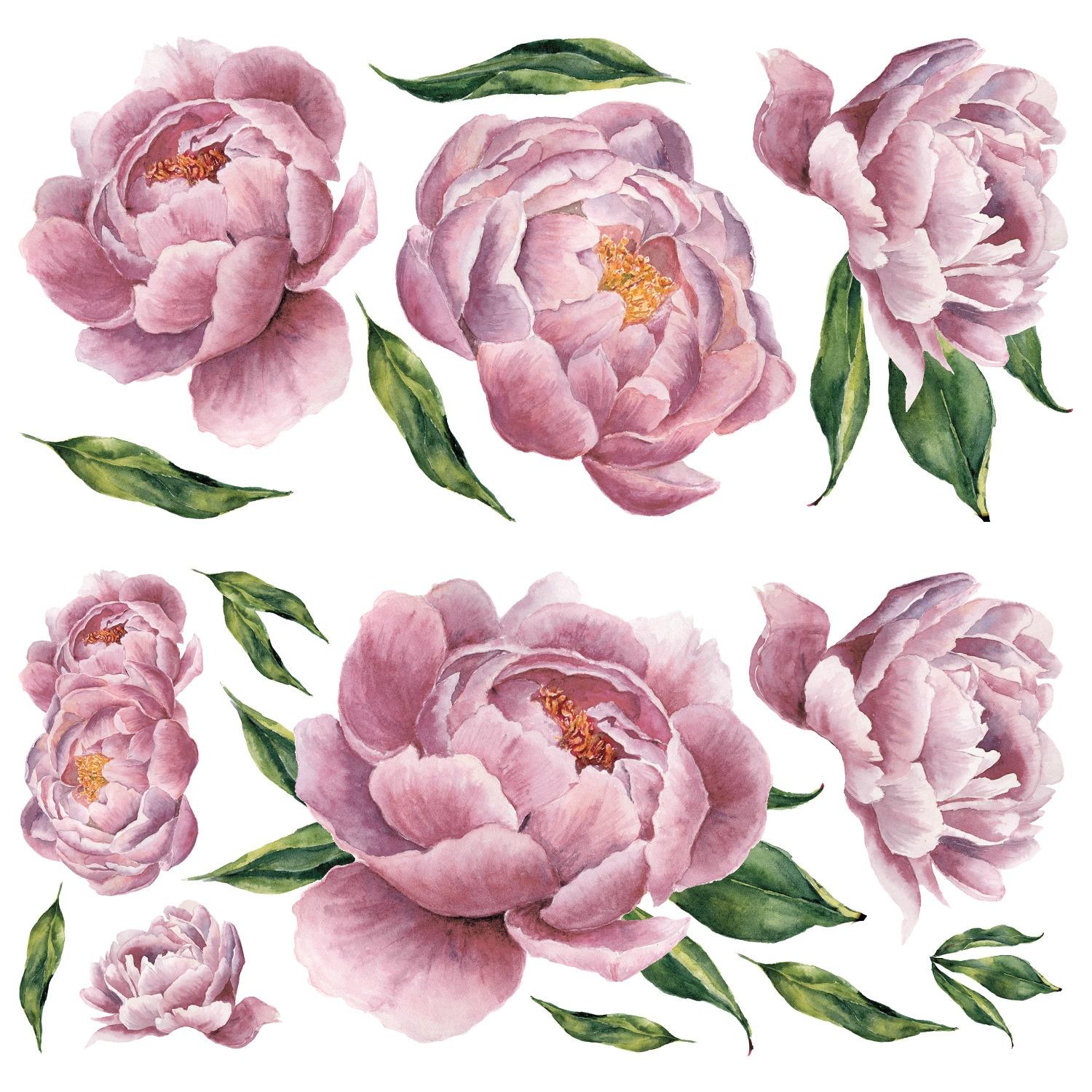 RoomMates Large Peony Peel and Stick Giant Wall Decal: Vinyl Floral Art, Self-Adhesive, Repositionable, Modern Decor